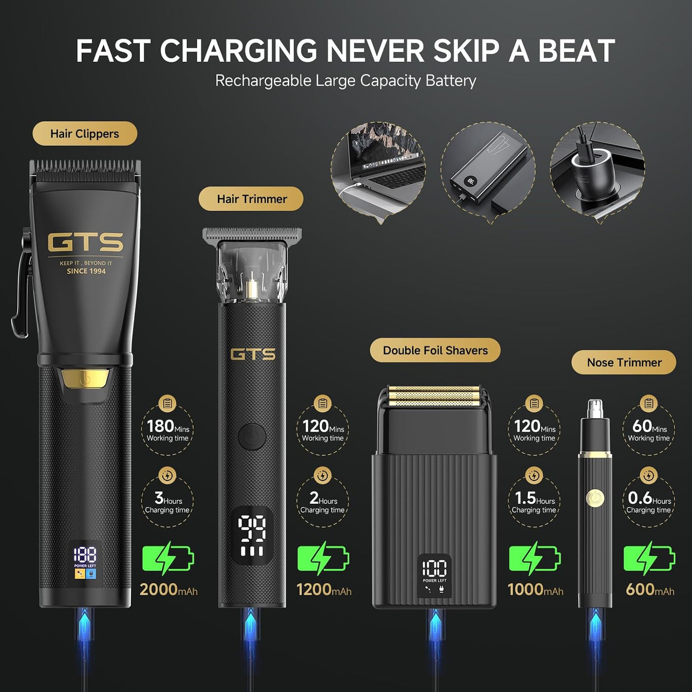 GTS Cortadoras de pelo para hombres profesionales, kits y sets de c...