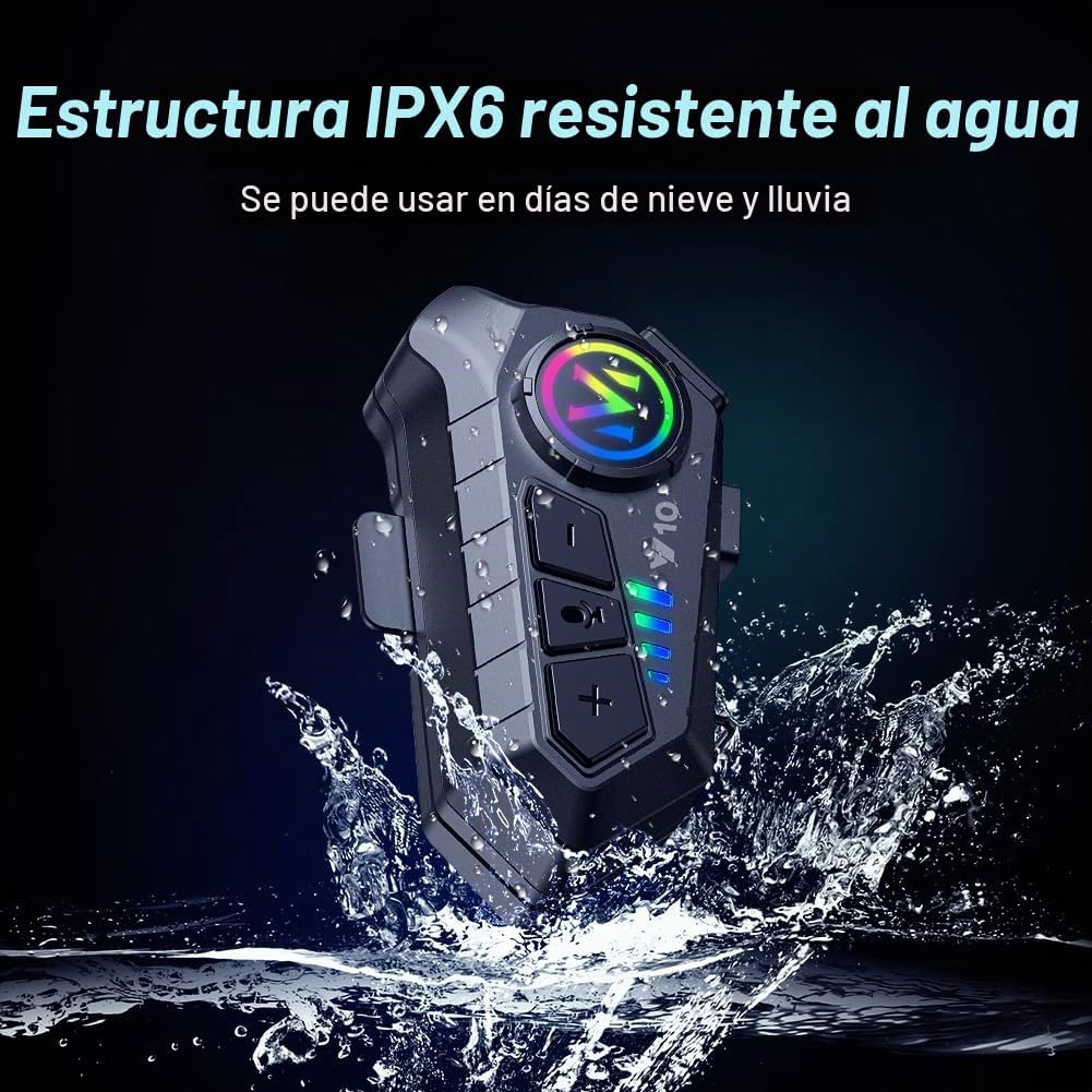 WNJACO Auriculares Bluetooth para Casco de Motocicleta, Auriculares...
