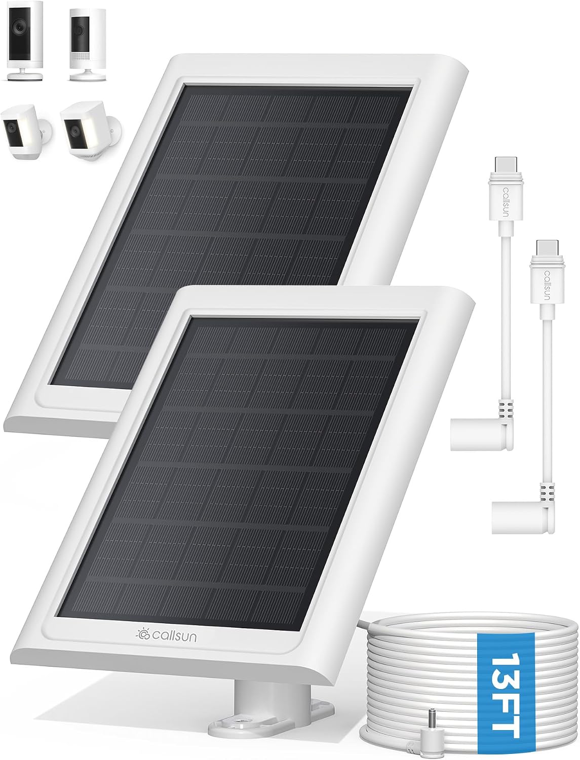 Panel solar para cámara de anillo, paquete de 2 cargadores solares...