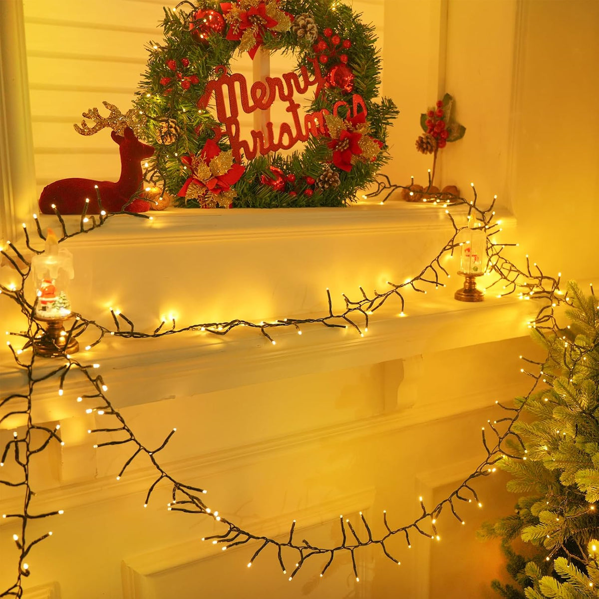 BHCLIGHT Luces navideñas en racimo de 1000 LED de 50 pies con contr...