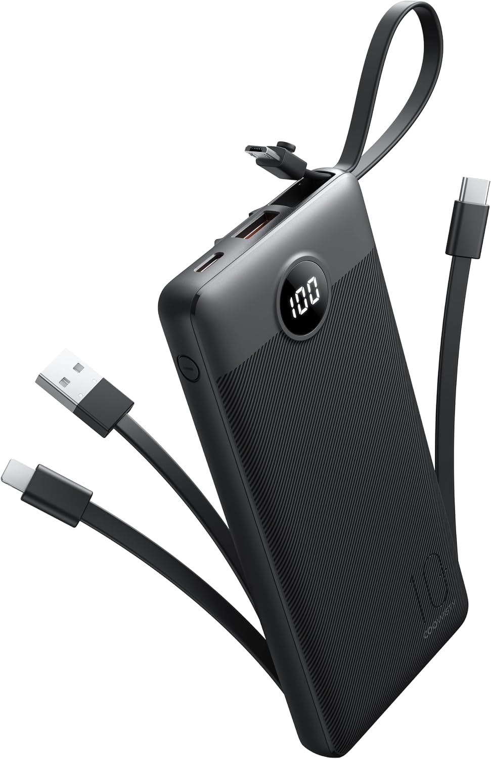 Coowisty Cargador portátil con cables integrados, banco de energía...