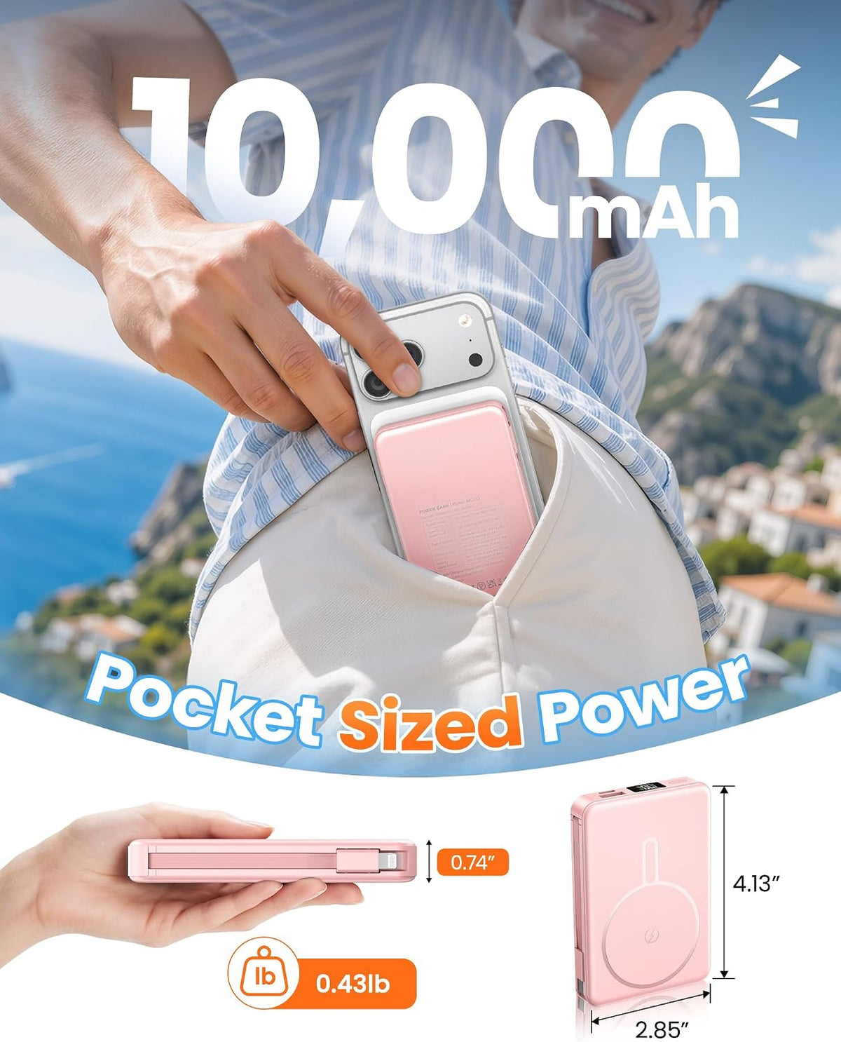 RONEGN Cargador portátil magnético 10000mAh Power Bank | Paquete de...