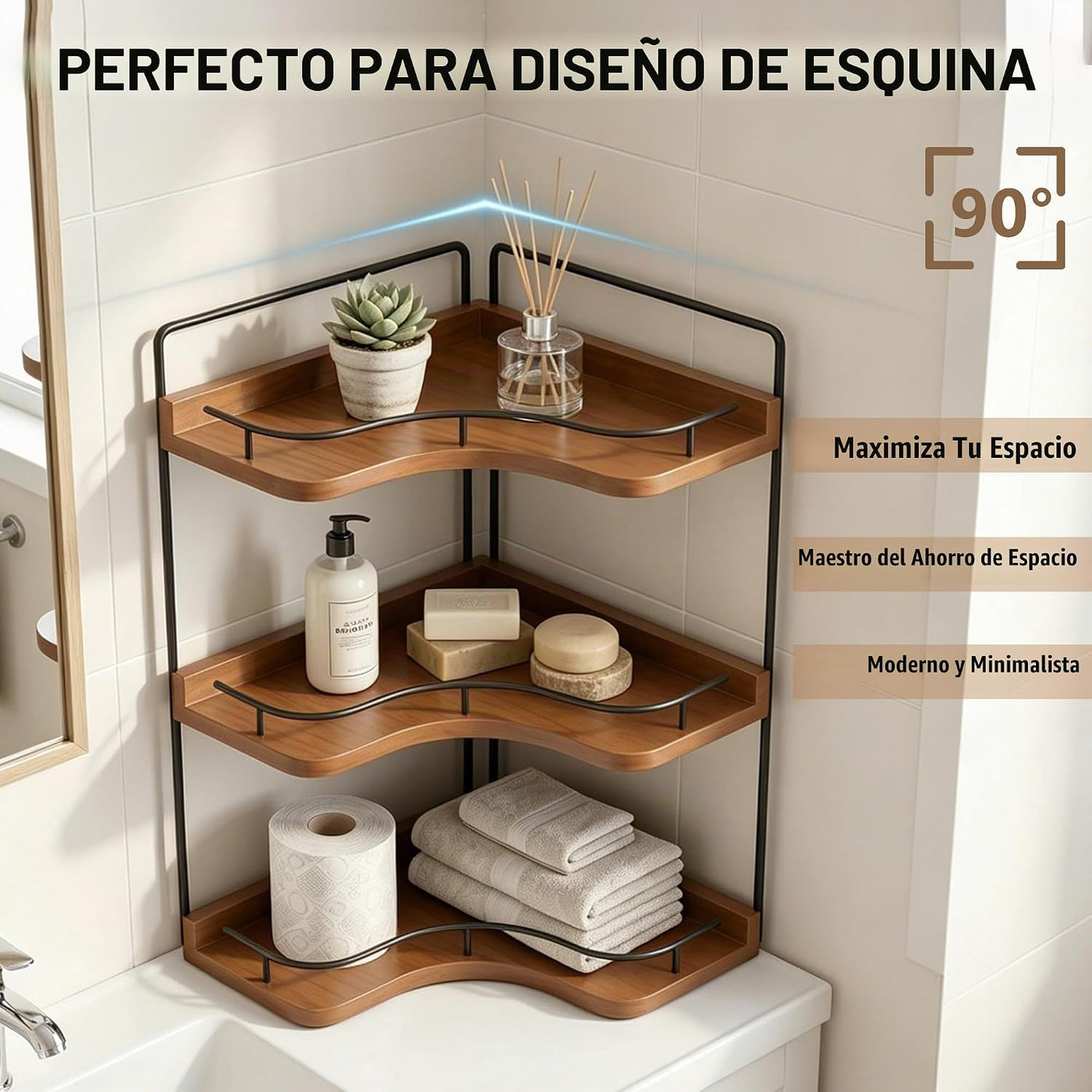 Bacohay Organizador de mostrador de baño esquinero de 3 niveles, es...