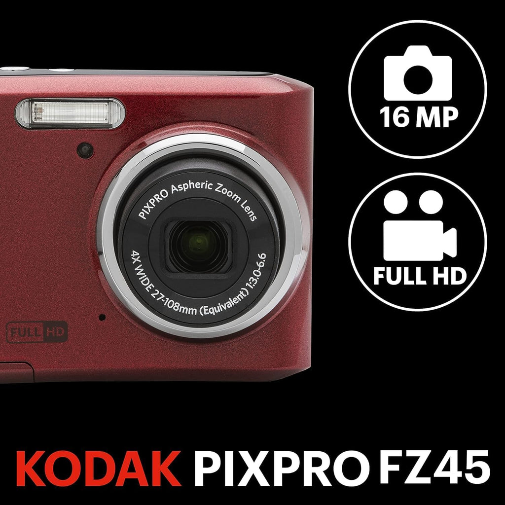 KODAK PIXPRO FZ45 - Cámara digital compacta de 16 MP, zoom óptico 4...