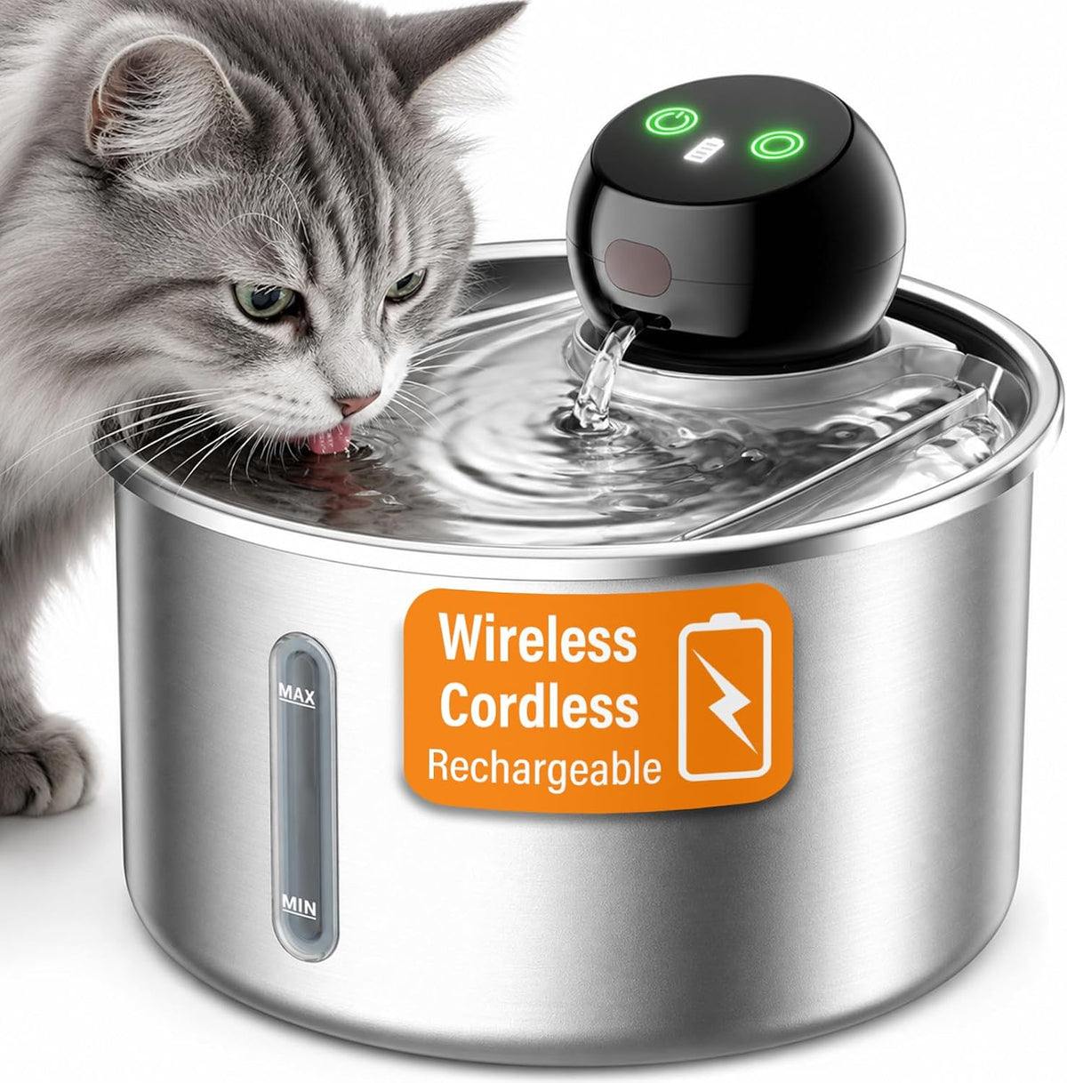 SavfuMe - Fuente de agua inalámbrica para gatos, fuente inalámbrica...