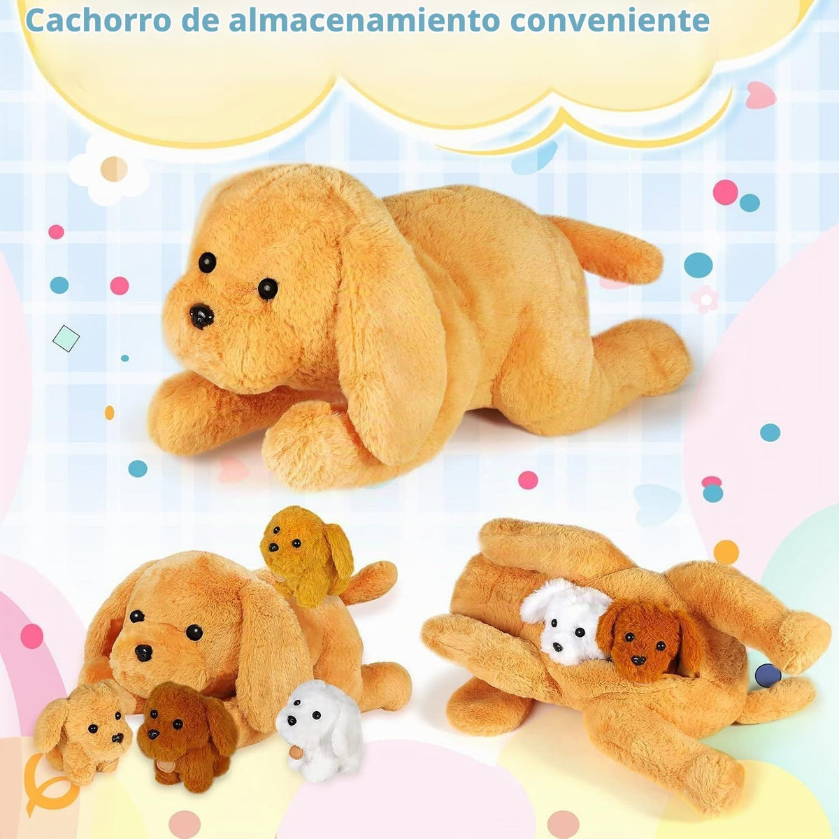 KMUYSL - Juguete de peluche para mamá con 4 bebés, animal de peluch...