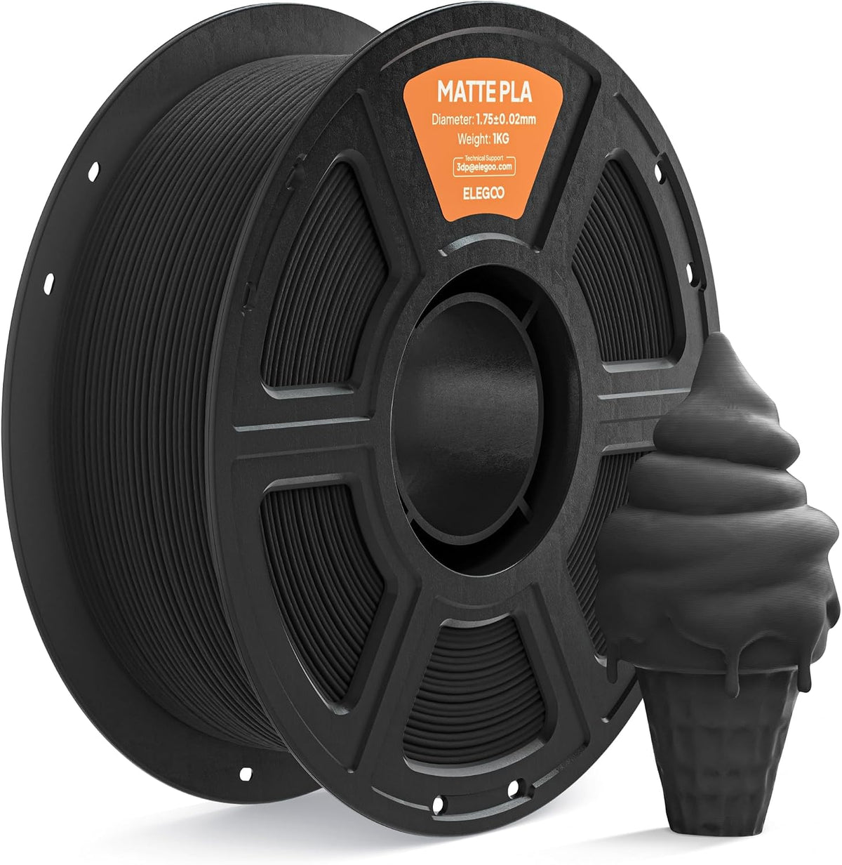 ELEGOO Filamento de impresora 3D PLA mate 0.07 in negro 2.2 lbs | B...