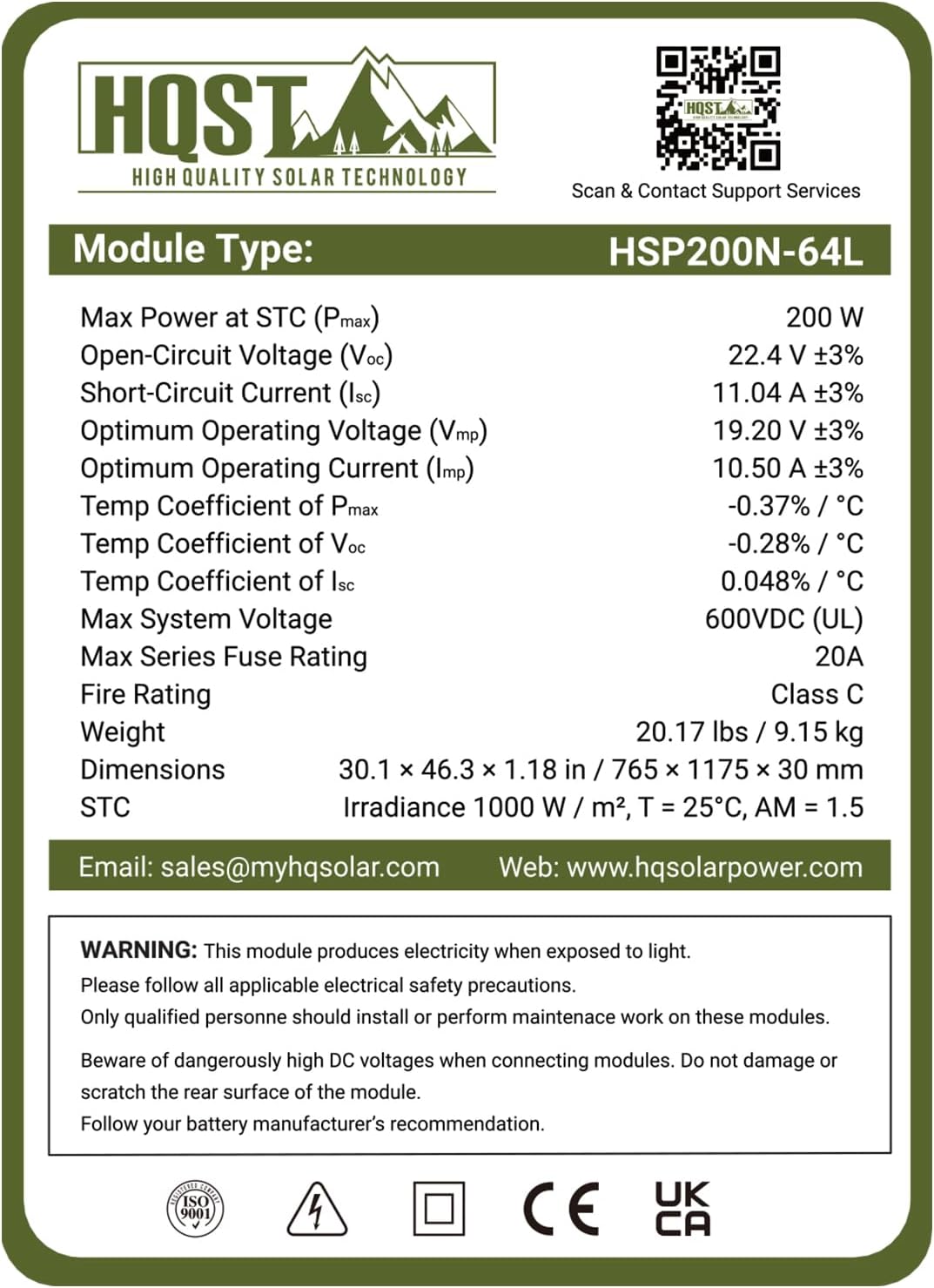 HQST Panel solar de 200 W, tipo N, 16BB, hasta 25.4% de eficiencia,...