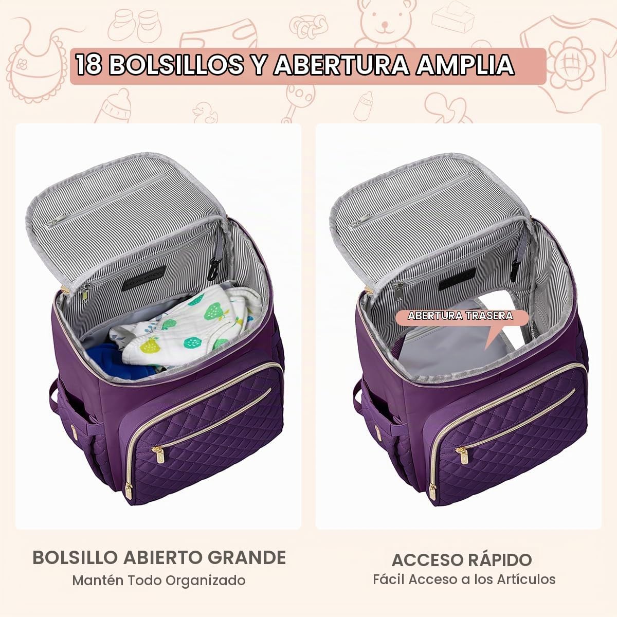 LOVEVOOK Mochila para Pañales de Gran Capacidad con Cambiador Portá...