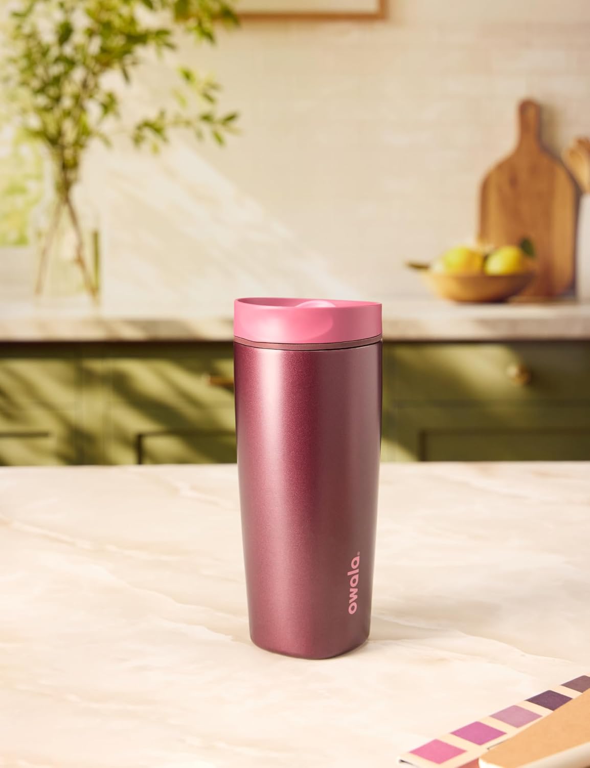 Owala SmoothSip Slider - Vaso de café de acero inoxidable con aisla...