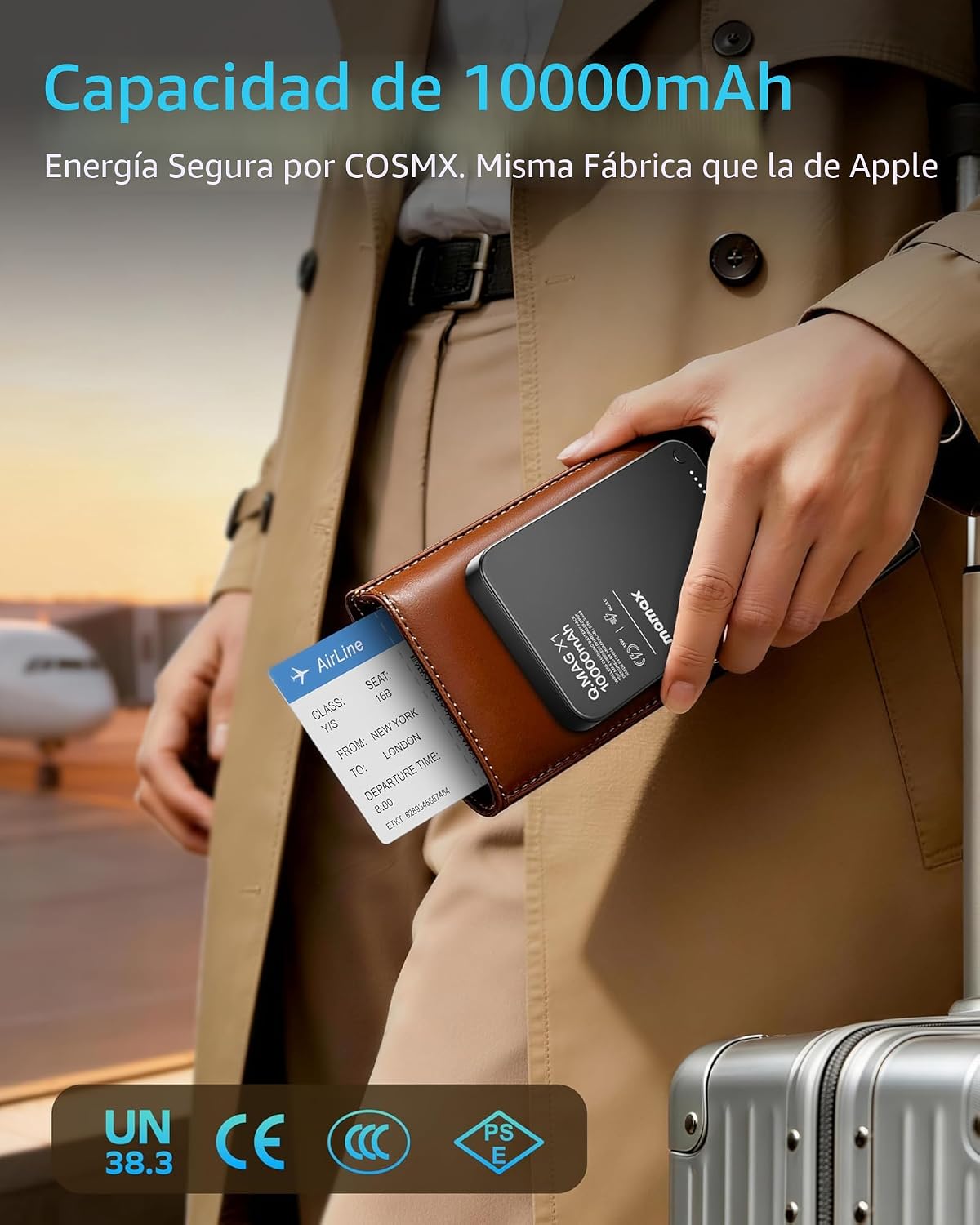 MOMAX Q.MAG Cargador portátil inalámbrico de 10000 mAh, batería mag...