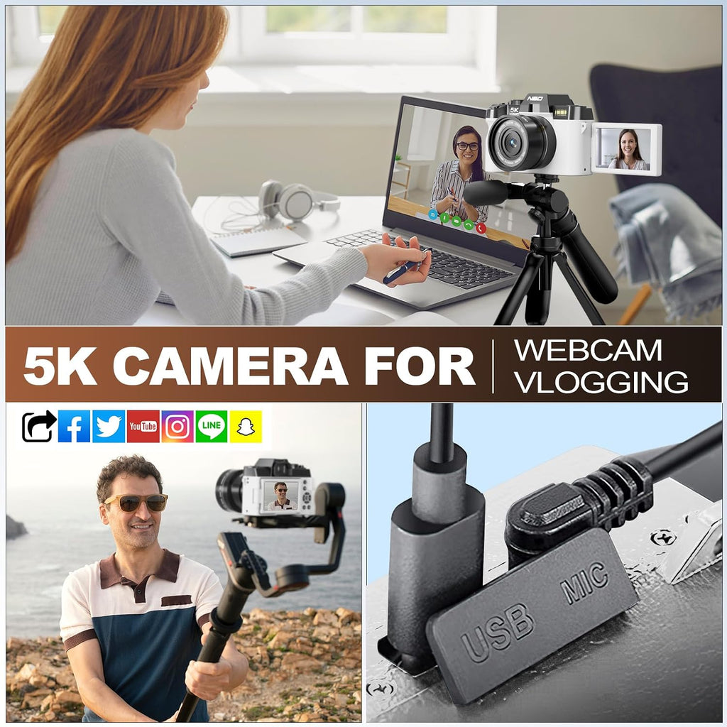 Cámaras digitales True 5K para fotografía de 48 MP - Lente gran ang...