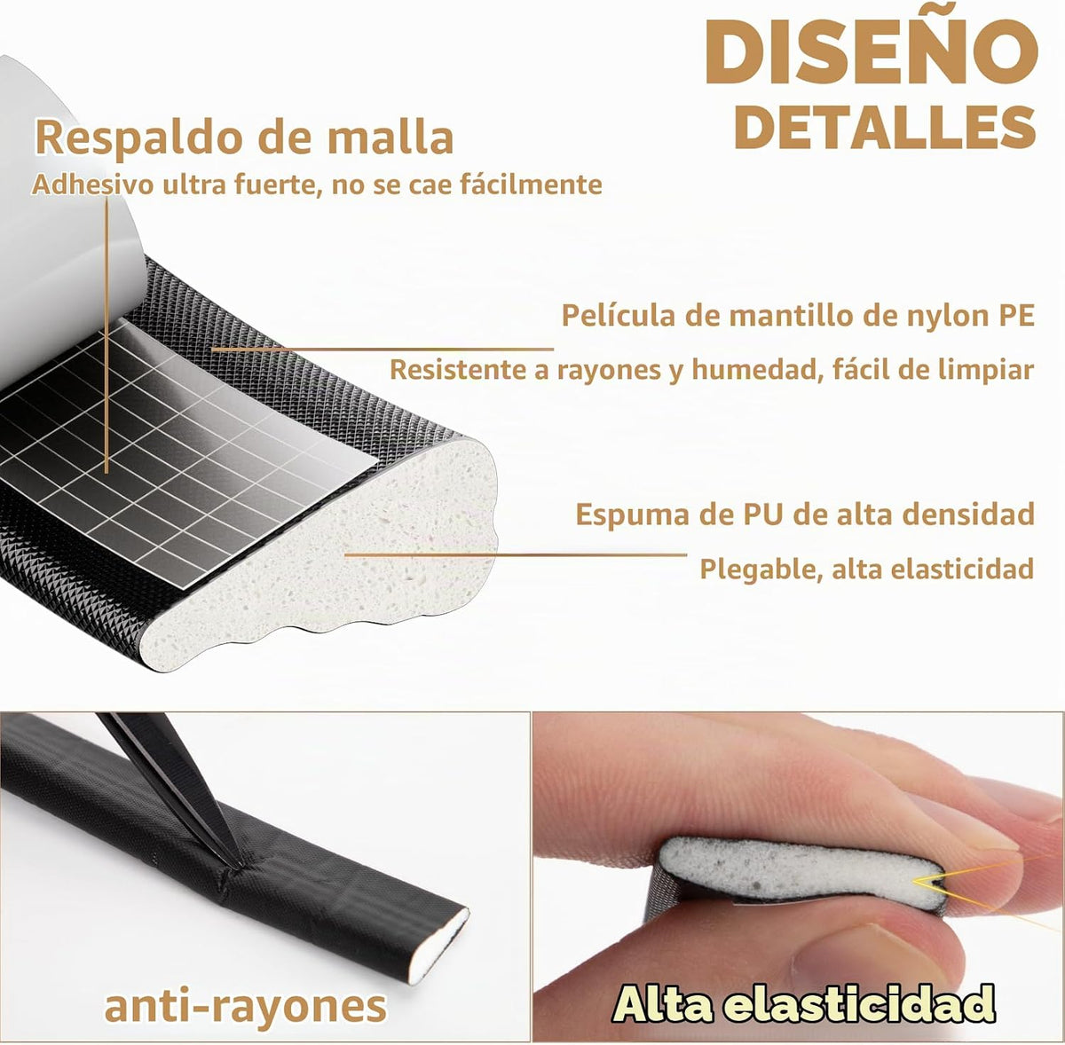 KNEELISA Tira de sellado de espuma en forma de cuña de 118 pulgadas...
