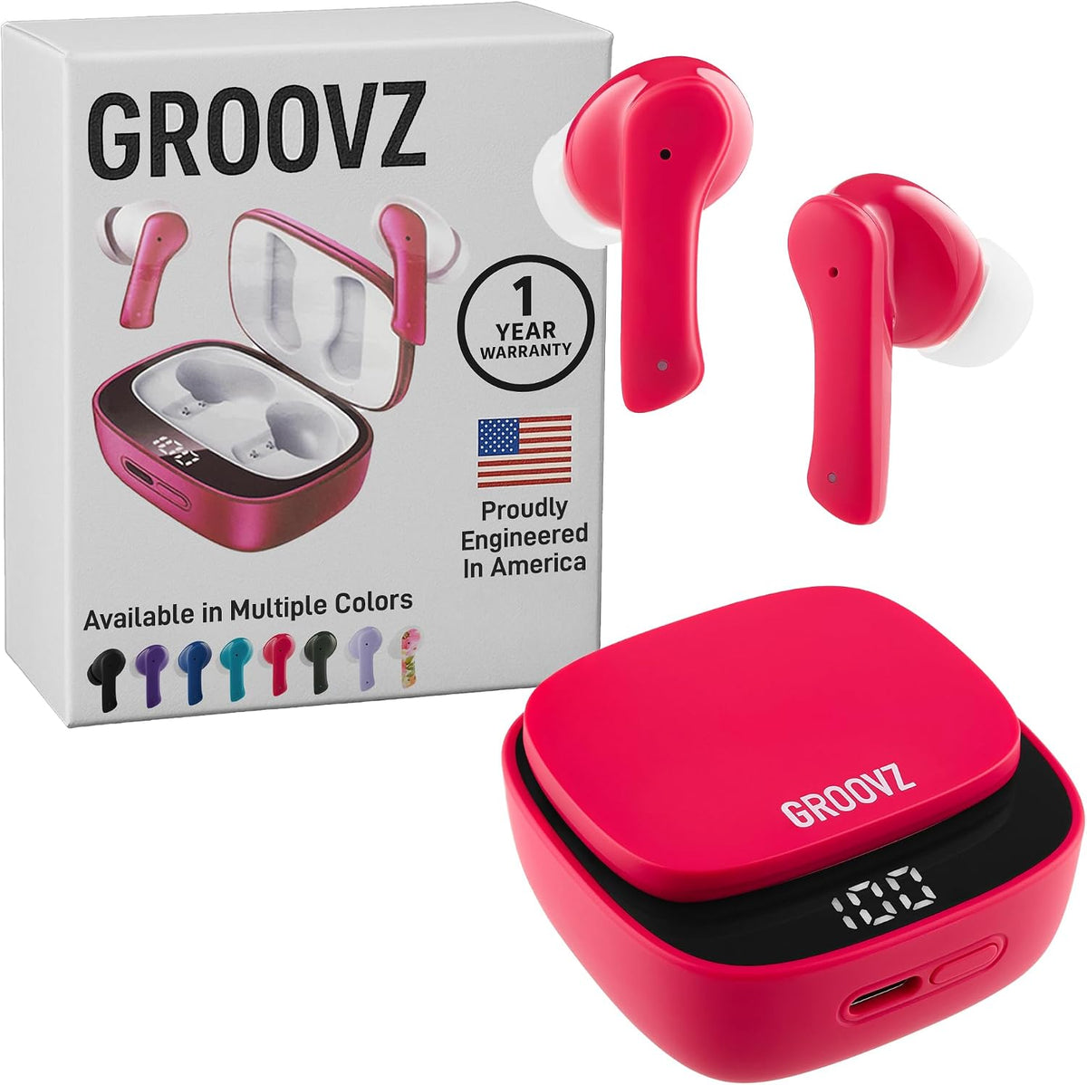 Groovz Auriculares verdaderamente inalámbricos con estuche de carga...