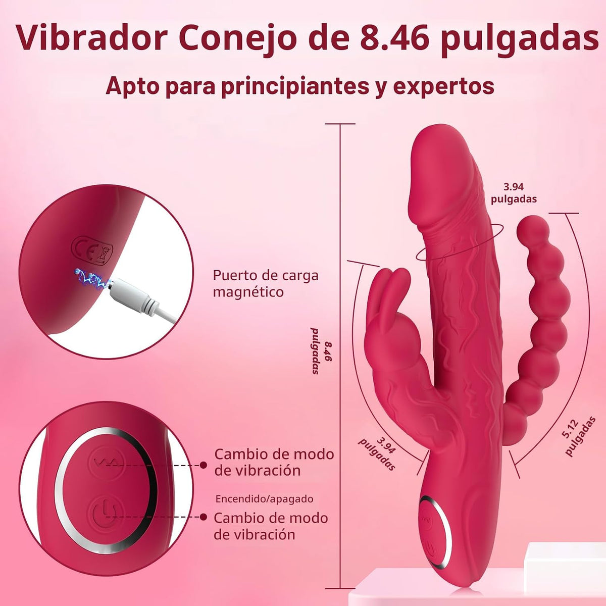 Conejo Vibrador para Punto G, Consolador Adulto Juguetes Sexuales p...