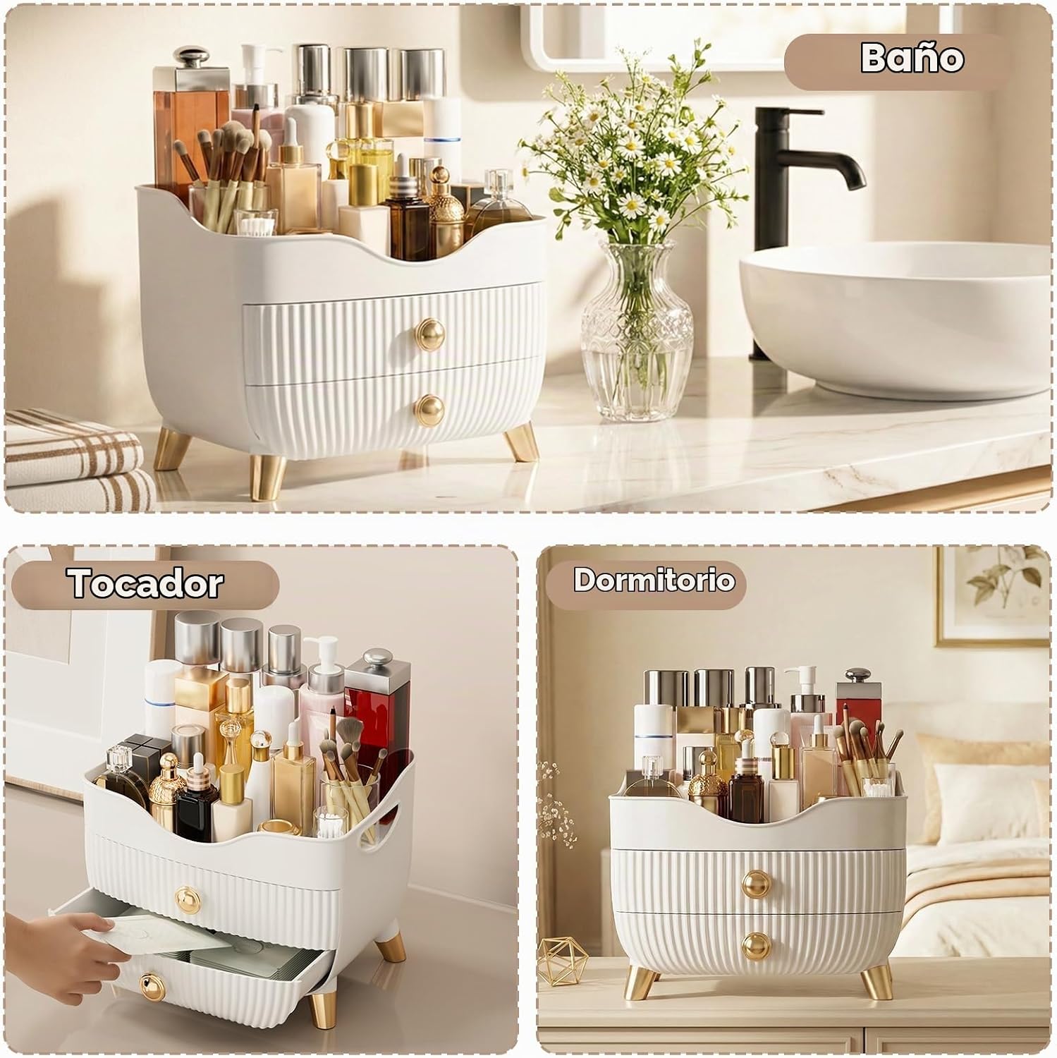 Organizador de maquillaje para encimera, organizador de cuidado de...