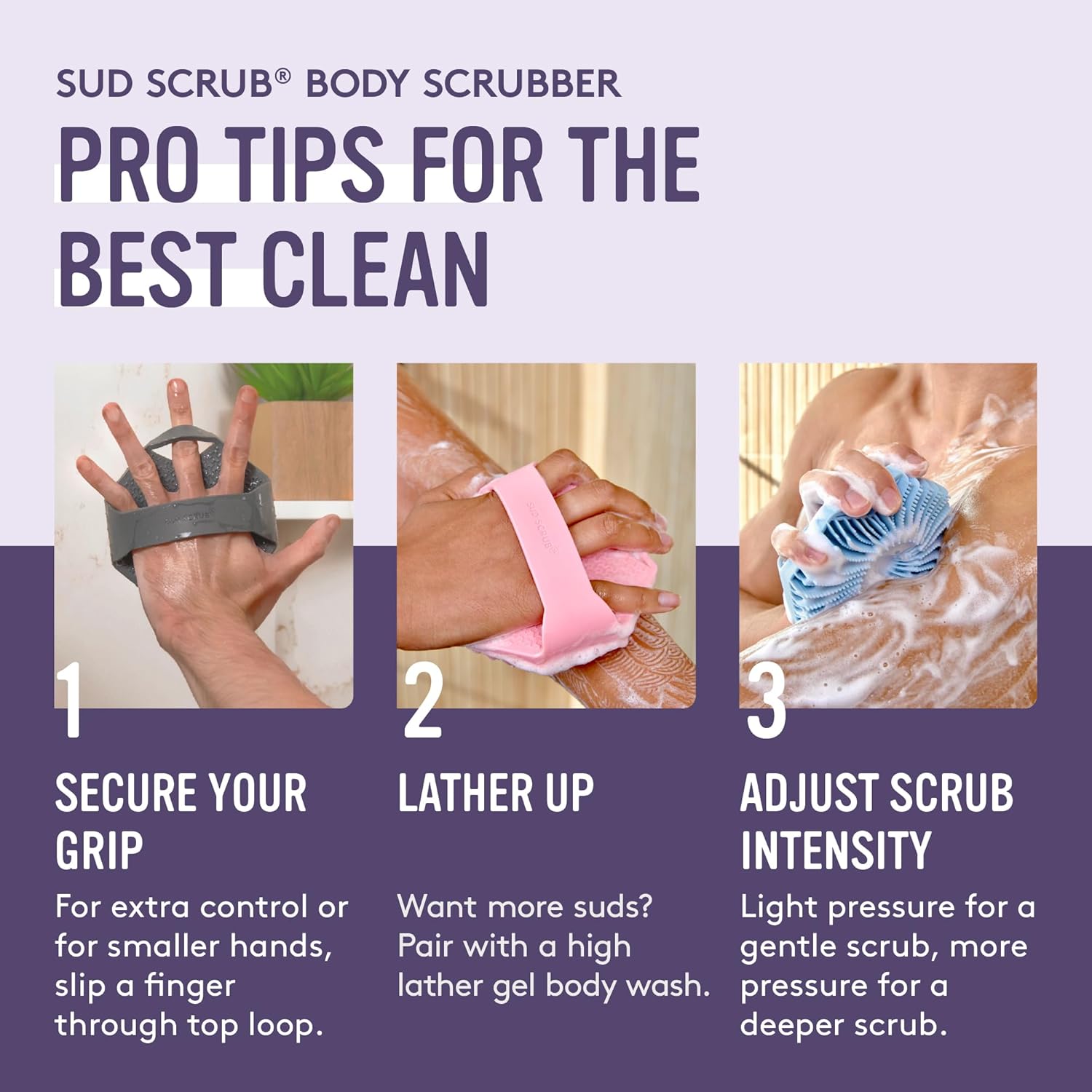 Sud Scrub® Depurador corporal de silicona antimicrobiano, cepillo e...