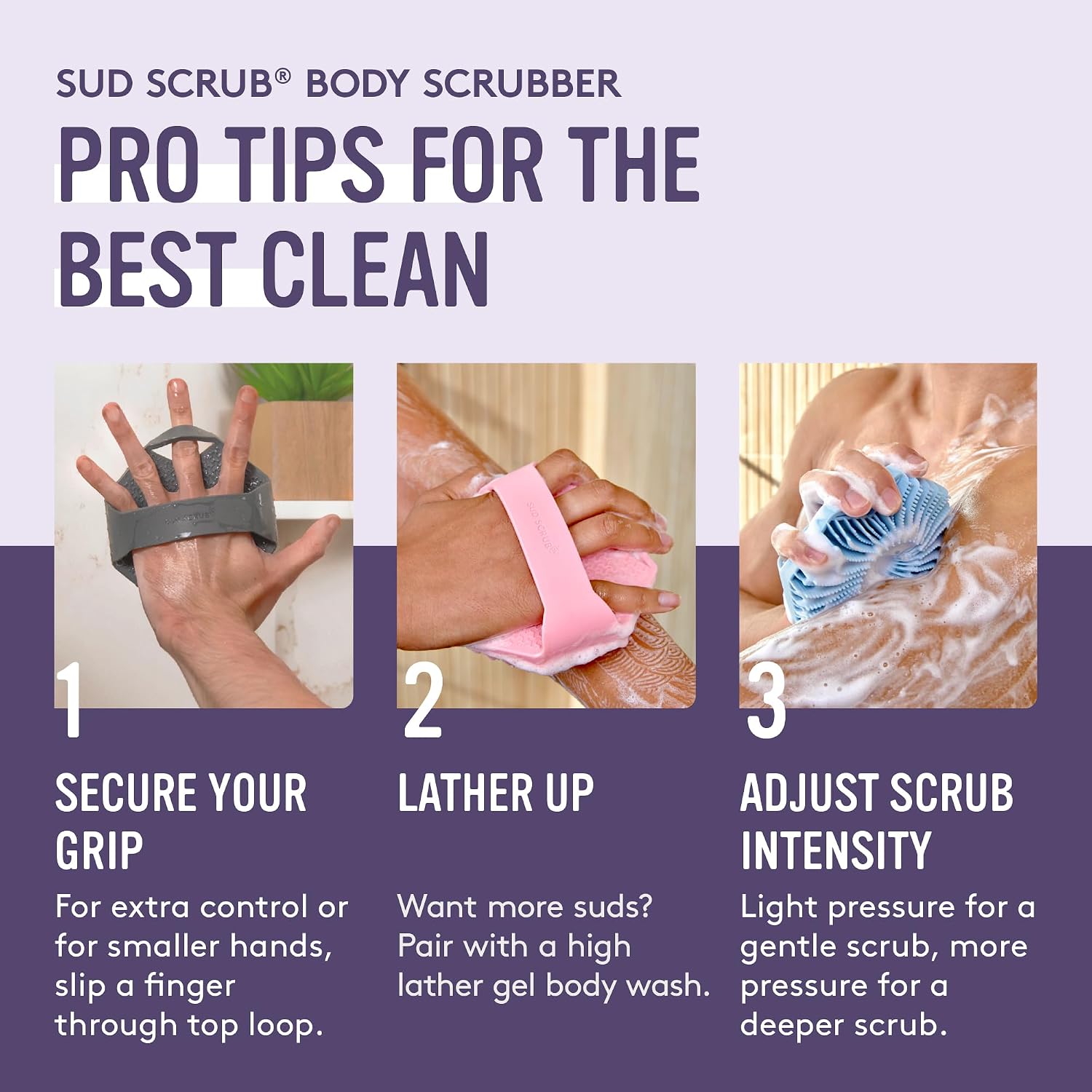 Sud Scrub® Depurador corporal de silicona antimicrobiano, cepillo e...