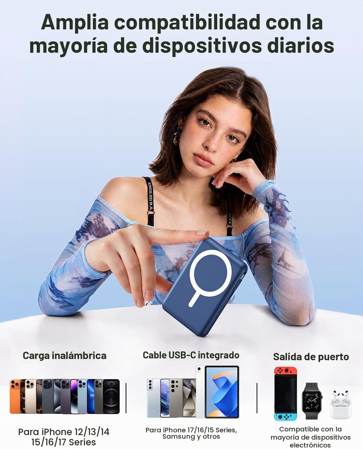 Gawegar para cargador portátil MagSafe, banco de energía magnético...