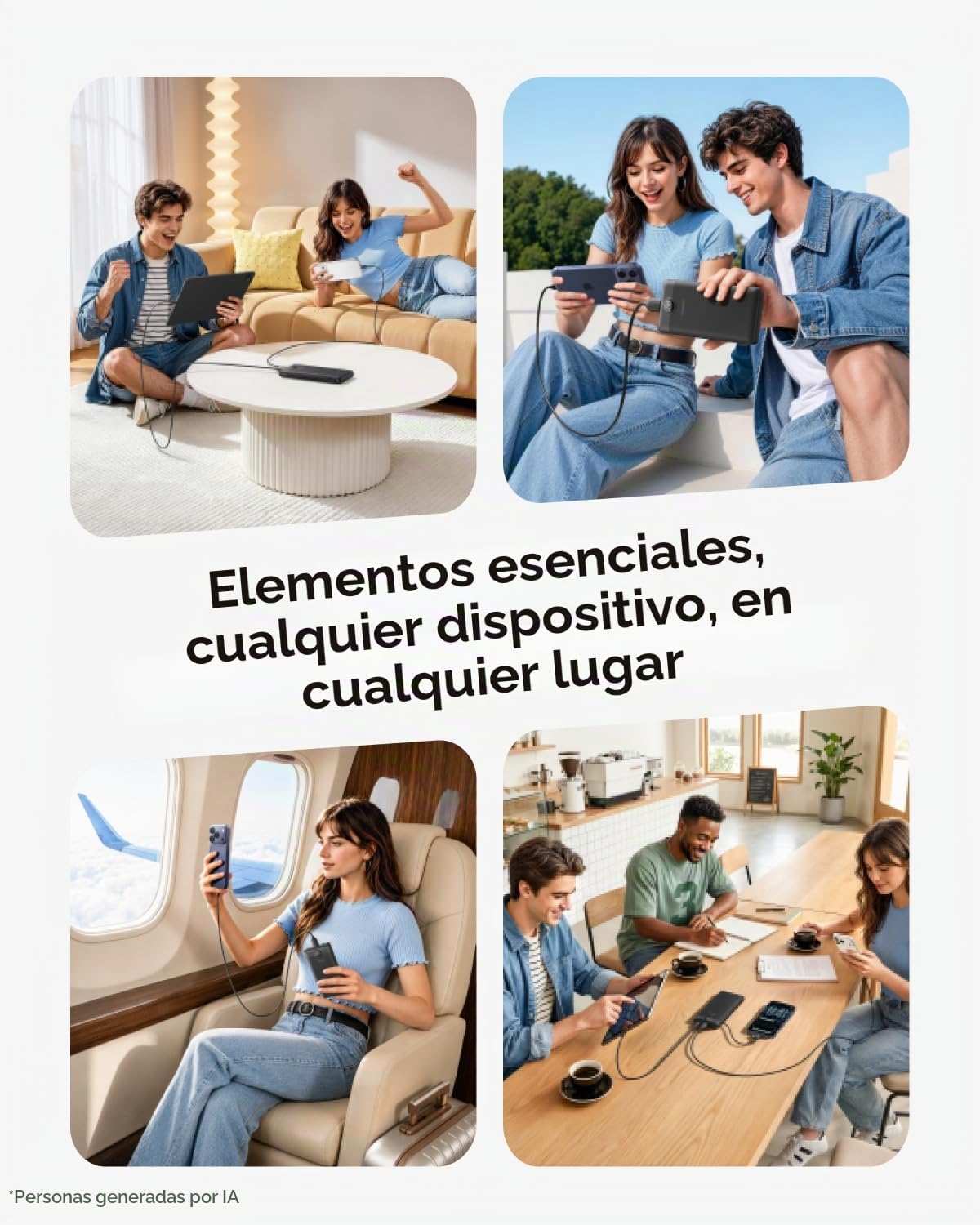 VEGER Cargador portátil para iPhone, Power Bank con cables integrad...