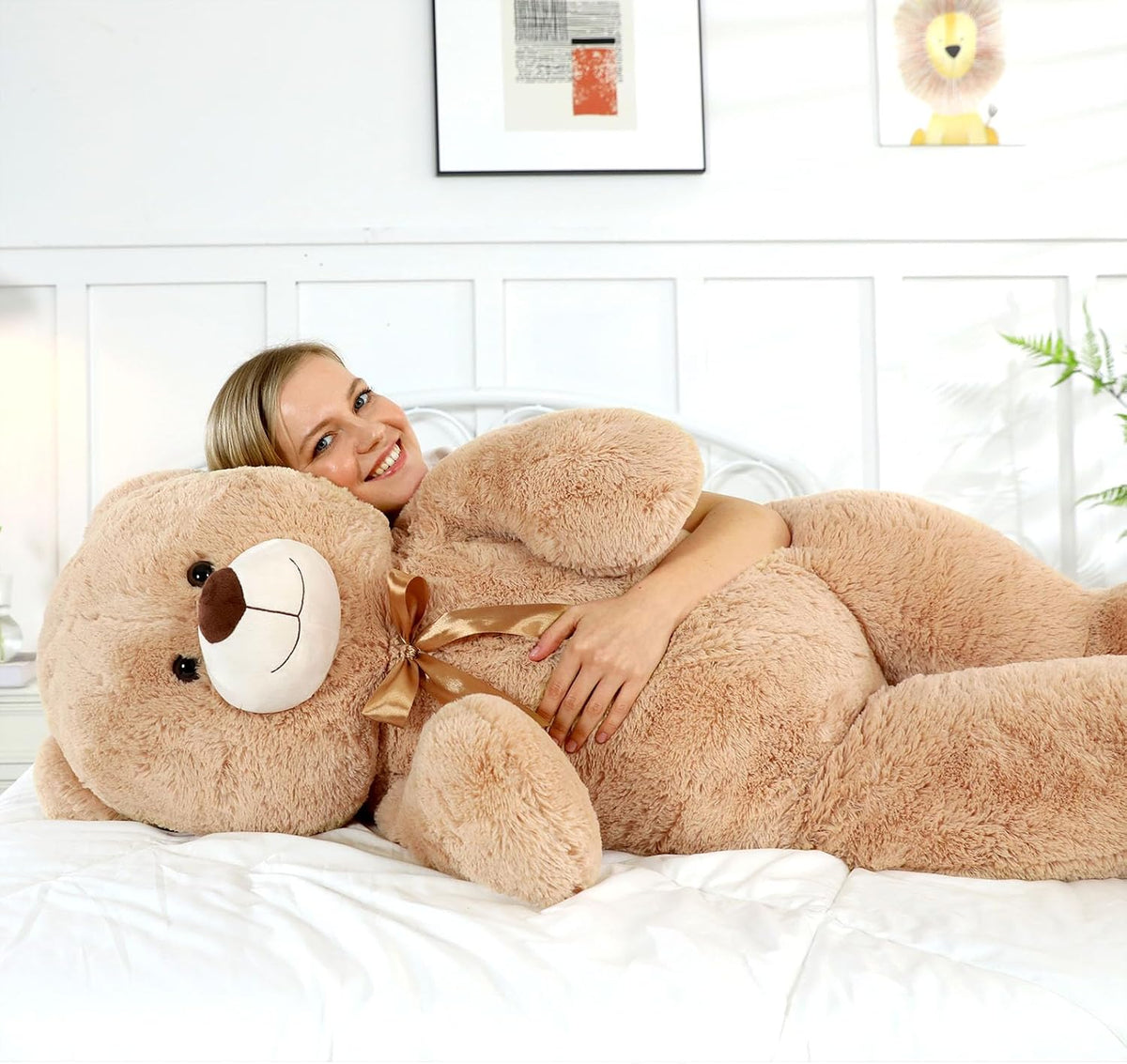 MaoGoLan Oso de peluche gigante de 4 pies de crema, oso de peluche...