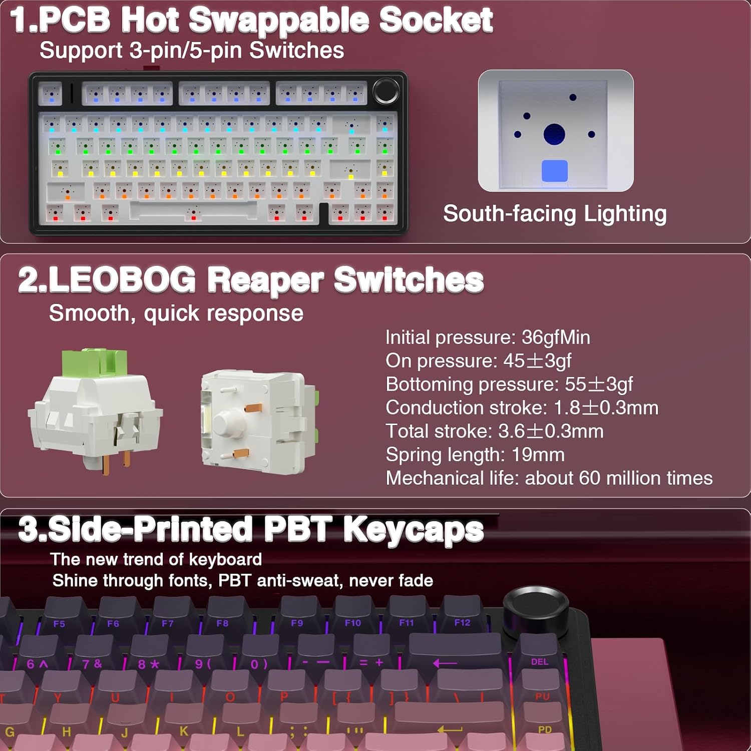 Teclado mecánico inalámbrico AULA F75 Pro, teclado personalizado in...