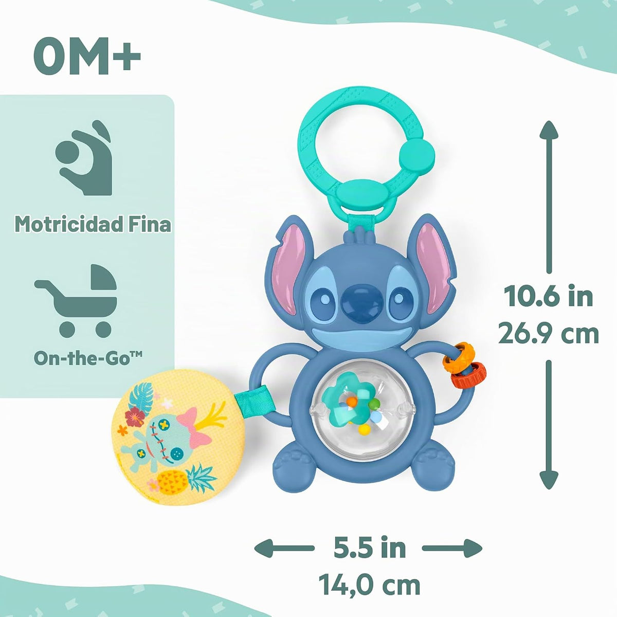 Bright Starts Disney Baby Stitch Tummy Tumble - Juguete giratorio p...