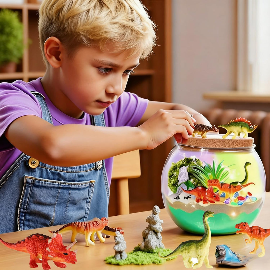 Hannstar Kit de terrario de dinosaurios para niños, actividades de...