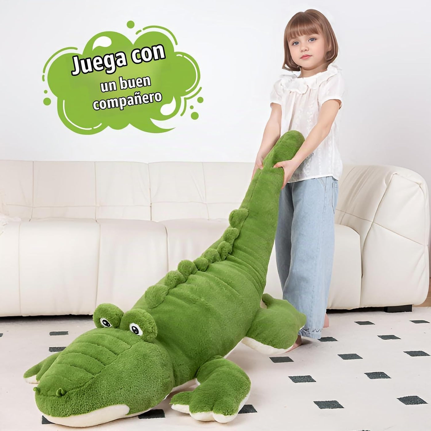 FFxiong Peluche de Cocodrilo Gigante Verde de 60 pulgadas, Juguete...