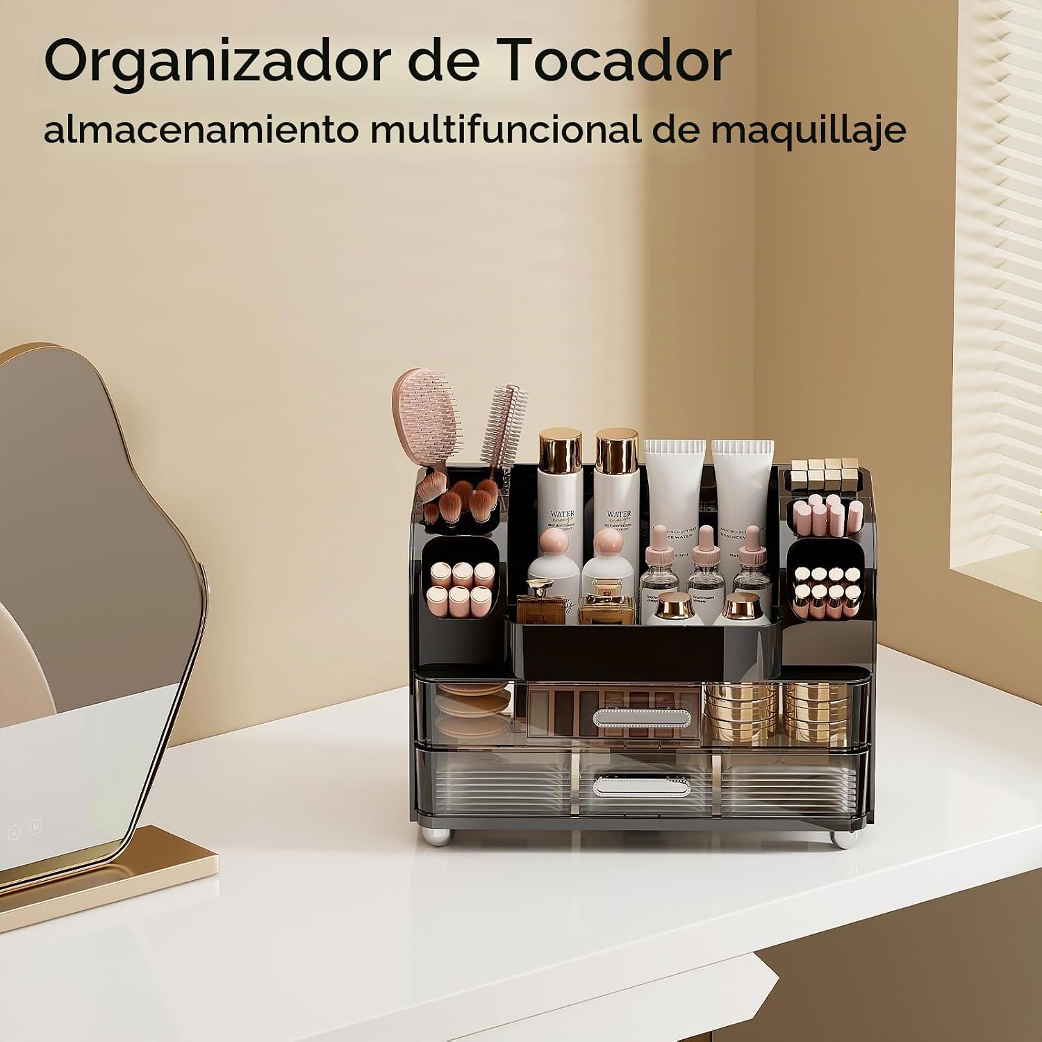 UFORU Organizador de maquillaje para encimera con 2 cajones grandes...