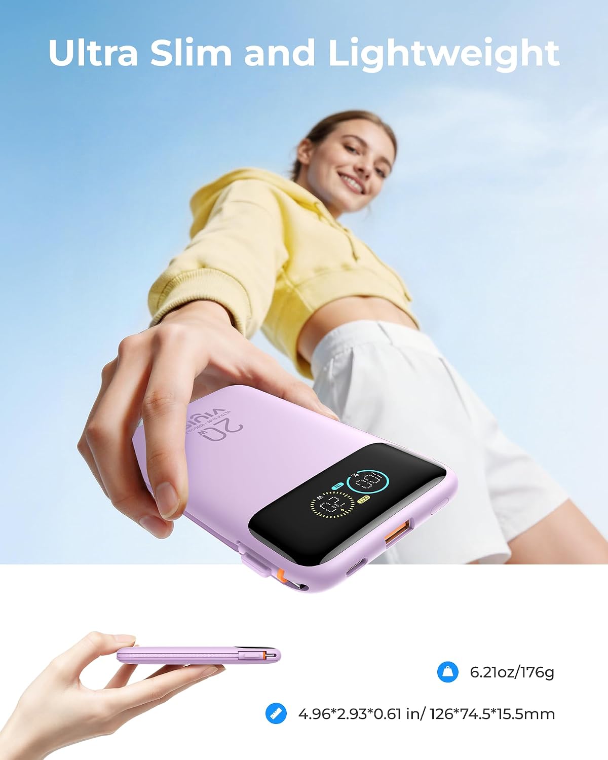 VIYISI Pequeño cargador portátil del banco del poder delgado 10000m...