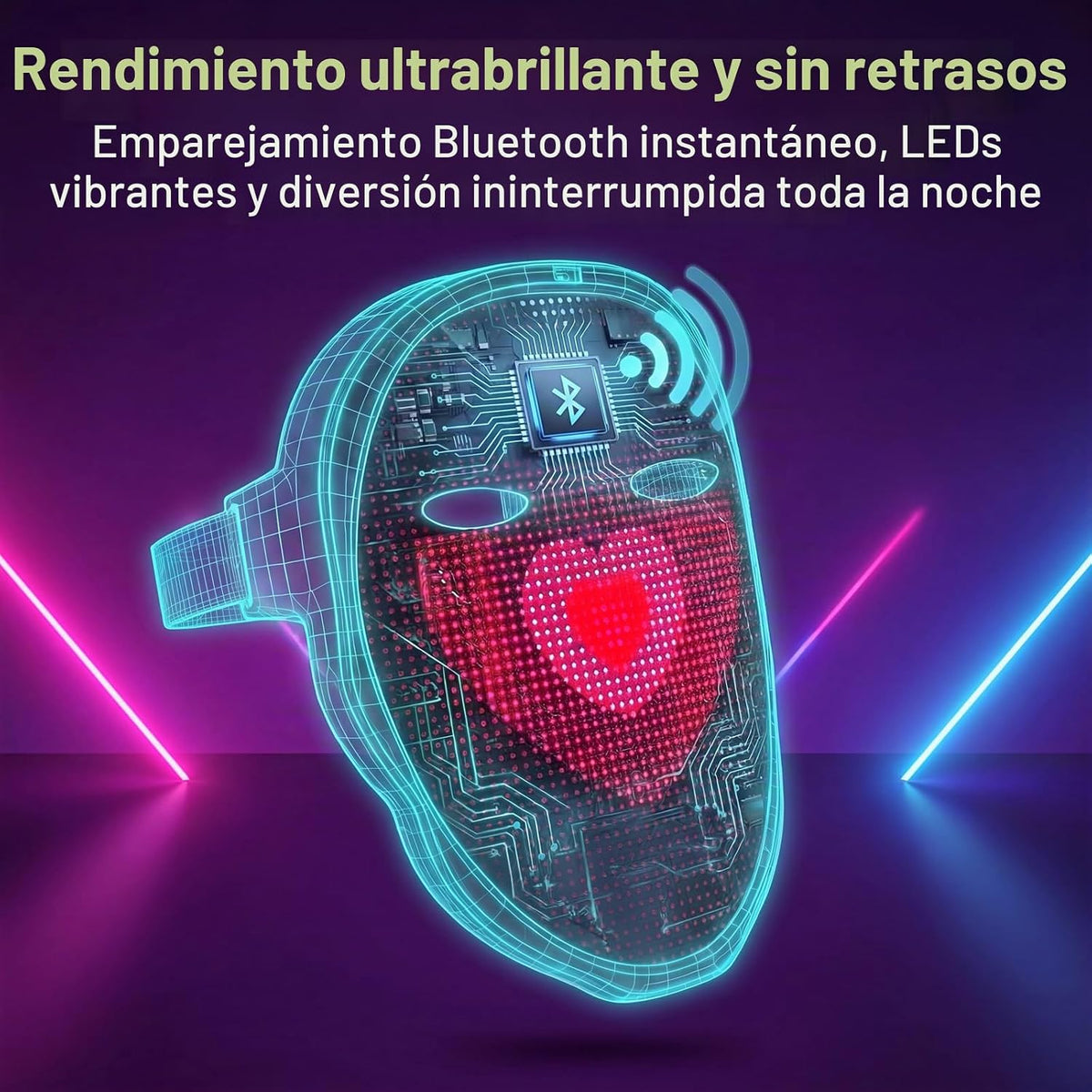 MEGOO Máscara LED con aplicación programable Bluetooth, máscara fac...