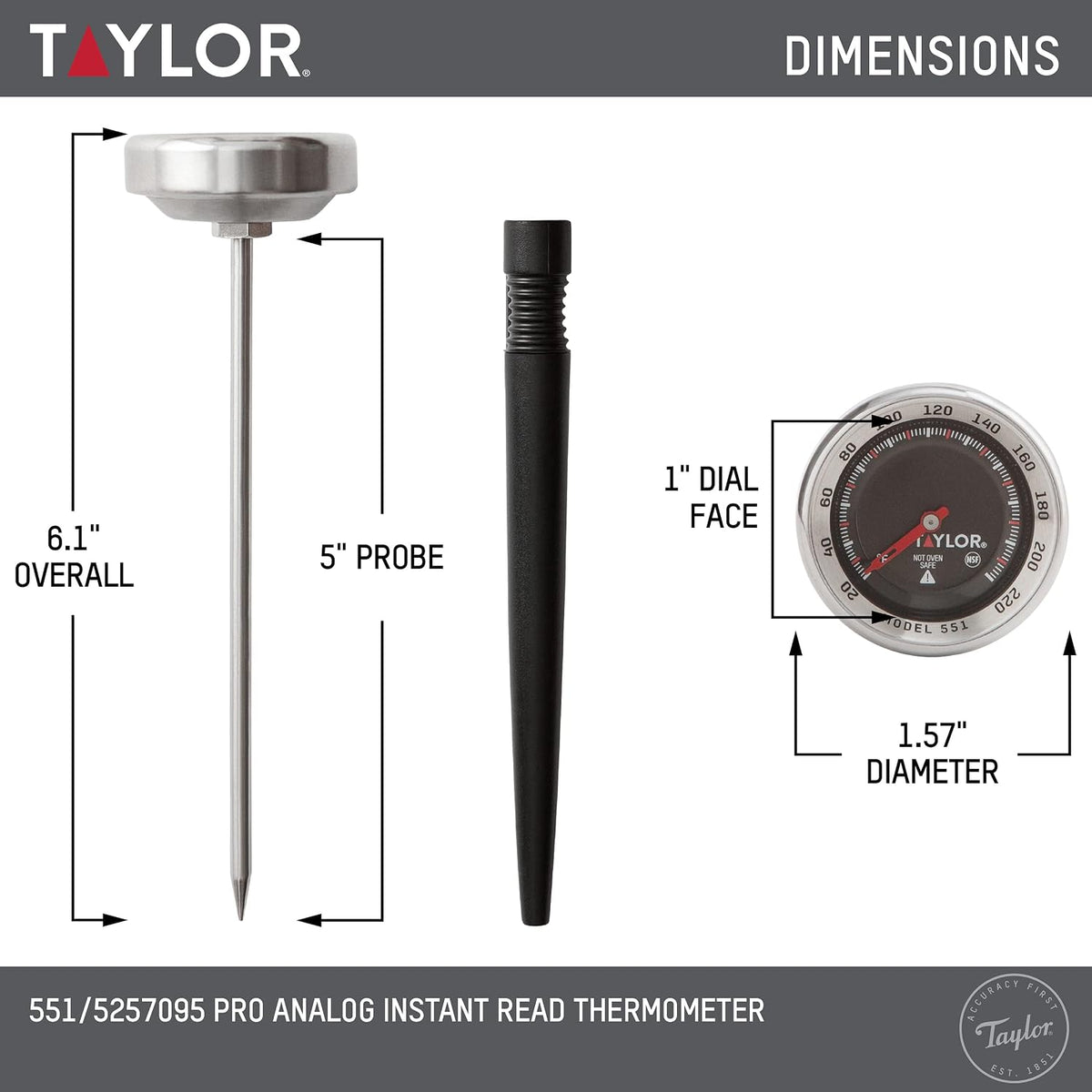 Termómetro analógico de lectura instantánea Taylor Pro Series con v...