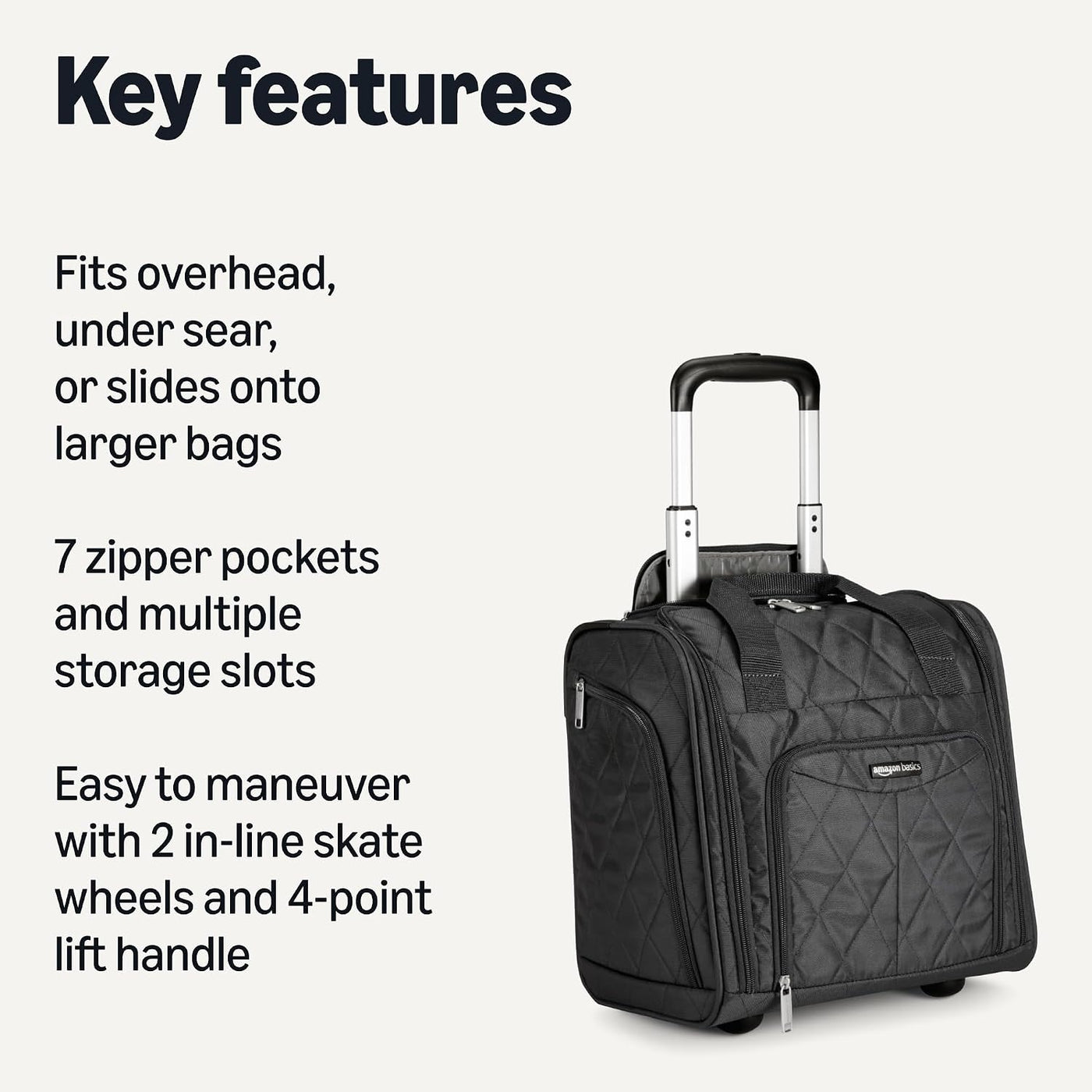 Amazon Basics Bolsa de equipaje de viaje rodante de mano para debaj...