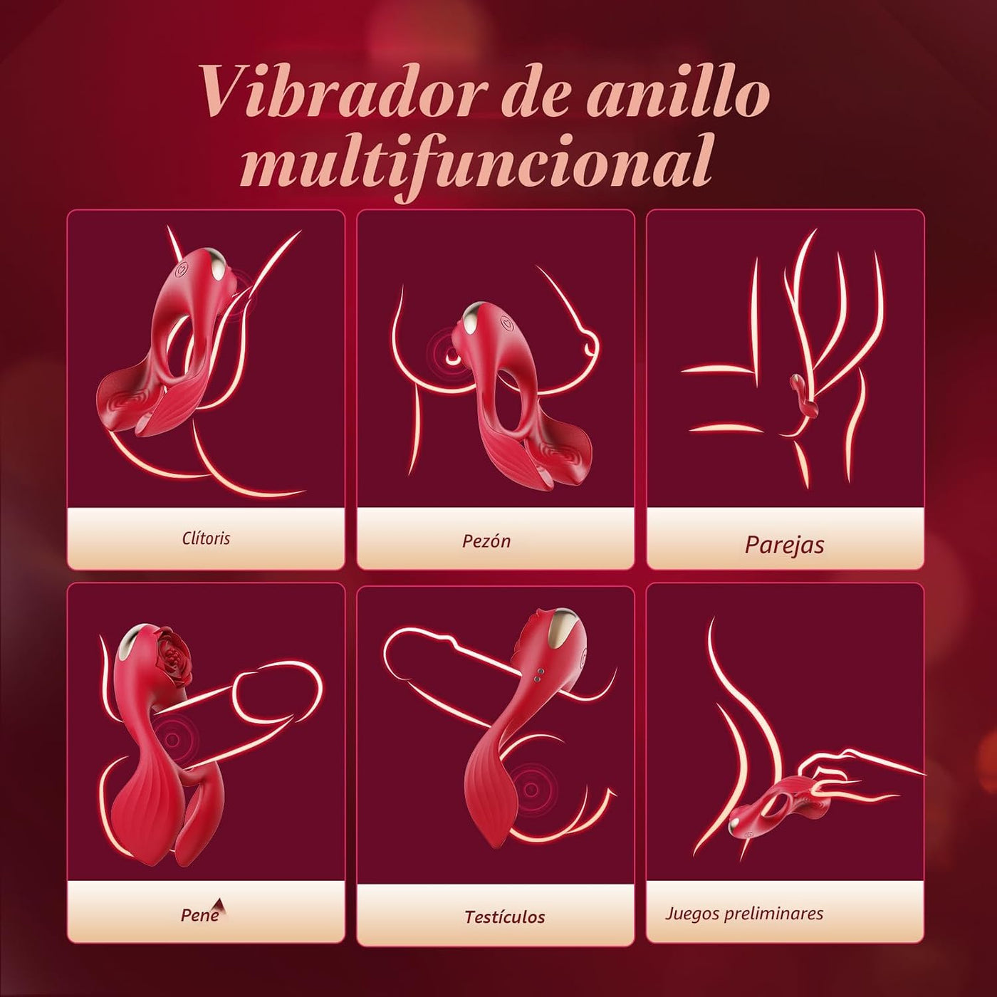 Anillo Vibrador para el Pene para Parejas, Juguete Sexual para Homb...