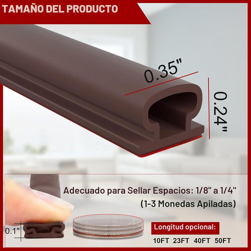 alophoty Burlete para puerta \u2013 23 pies de goma TPE autoadhesiv...