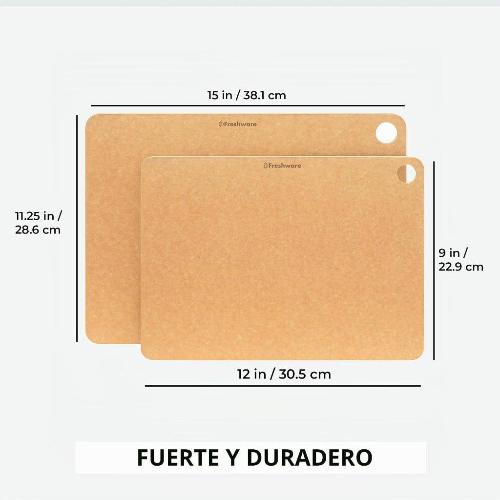Freshware Tablas de cortar de madera para cocina, aptas para lavava...