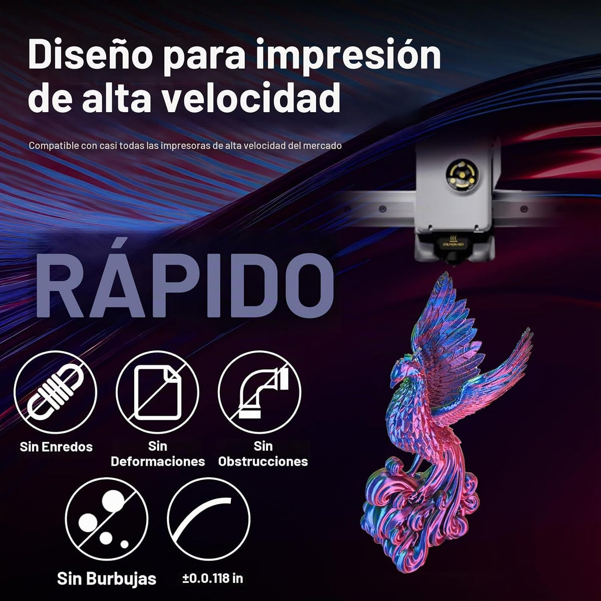ERYONE Filamento PLA sedoso tricolor para impresora 3D de 1.75mm +\...