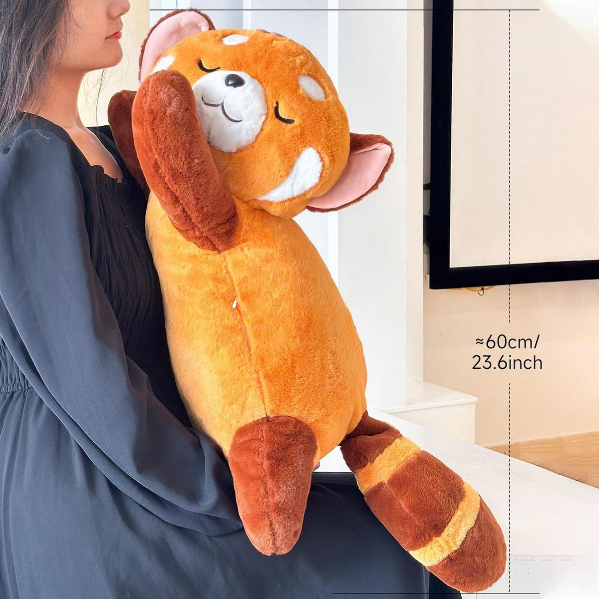 Liraziva Peluche de panda rojo lindo juguete de peluche suave 65cm...