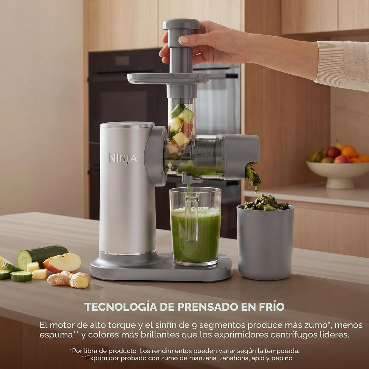 Ninja NeverClog Exprimidor de prensado en frío, poderoso exprimidor...