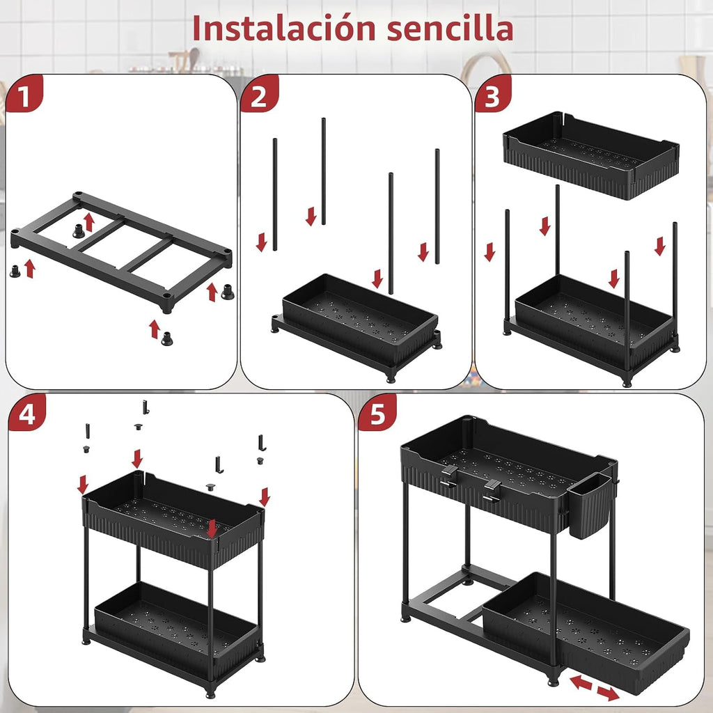 Sevenblue Paquete de 4 organizadores de 2 niveles para debajo del f...