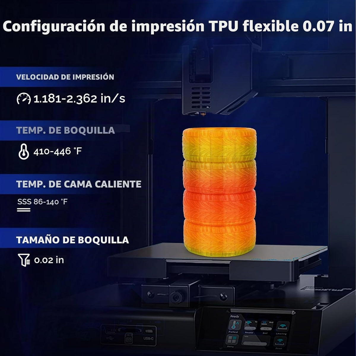 AMOLEN - Paquete de 4 carretes de filamento de TPU para impresora 3...