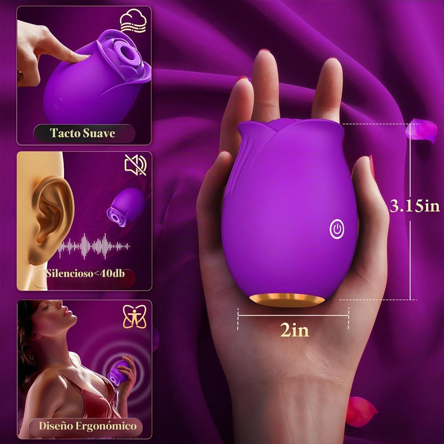 Gasevimo Juguete sexual con vibrador de succión de rosas, control d...