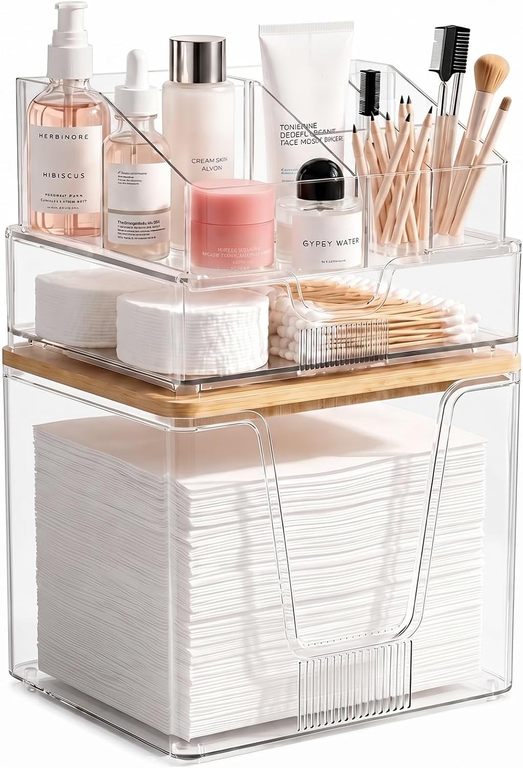 Toallero facial desechable 3 en 1 y organizador de maquillaje, disp...