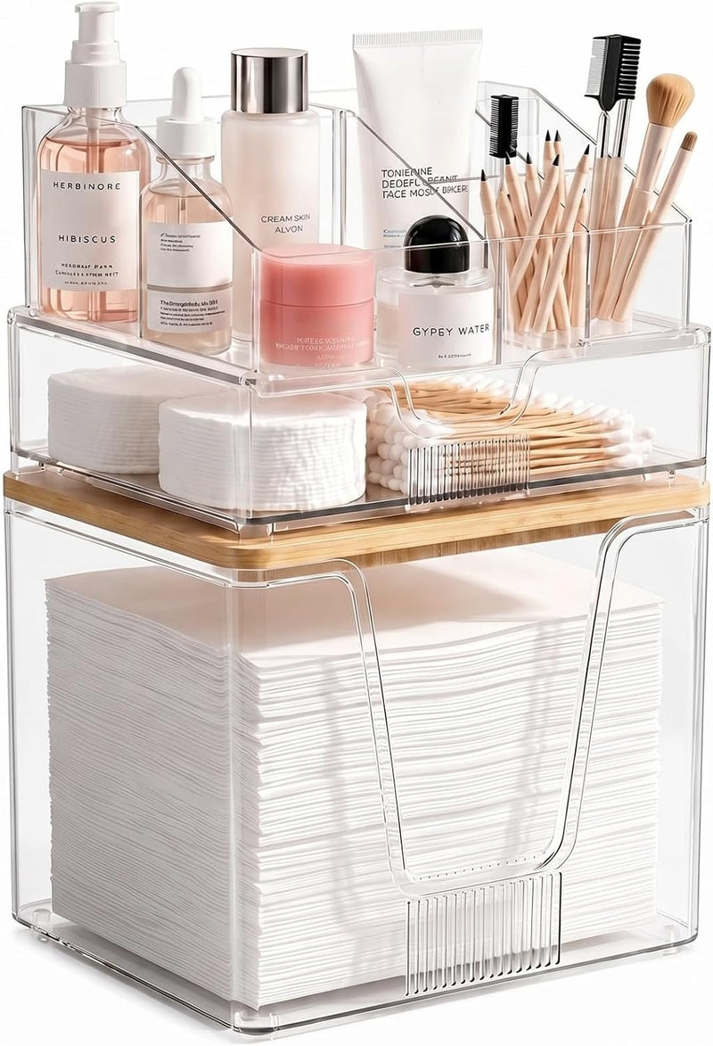 Toallero facial desechable 3 en 1 y organizador de maquillaje, disp...