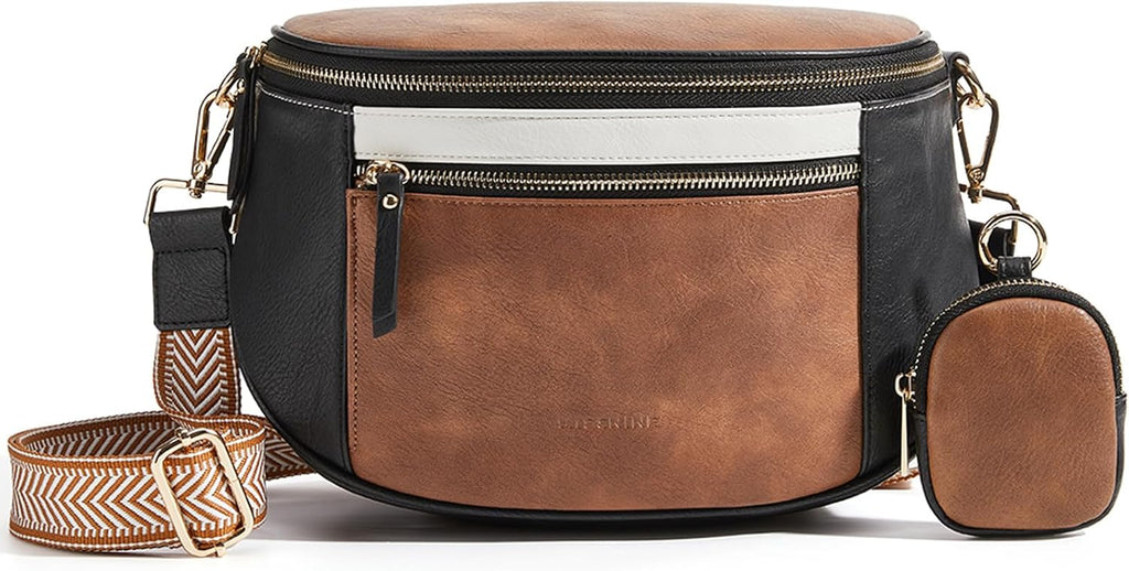 Missnine Bolso Cruzado, Bolsos Cruzados de Cuero Medianos para Mujeres Bolso de Viaje, Bolso de Hombro con Ranuras de Bloqueo RFID