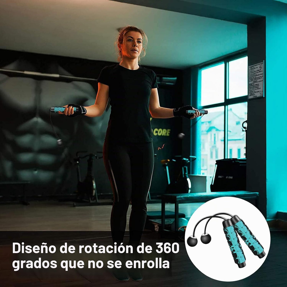 Redify Cuerda de saltar inalámbrica con peso para fitness [adecuada...