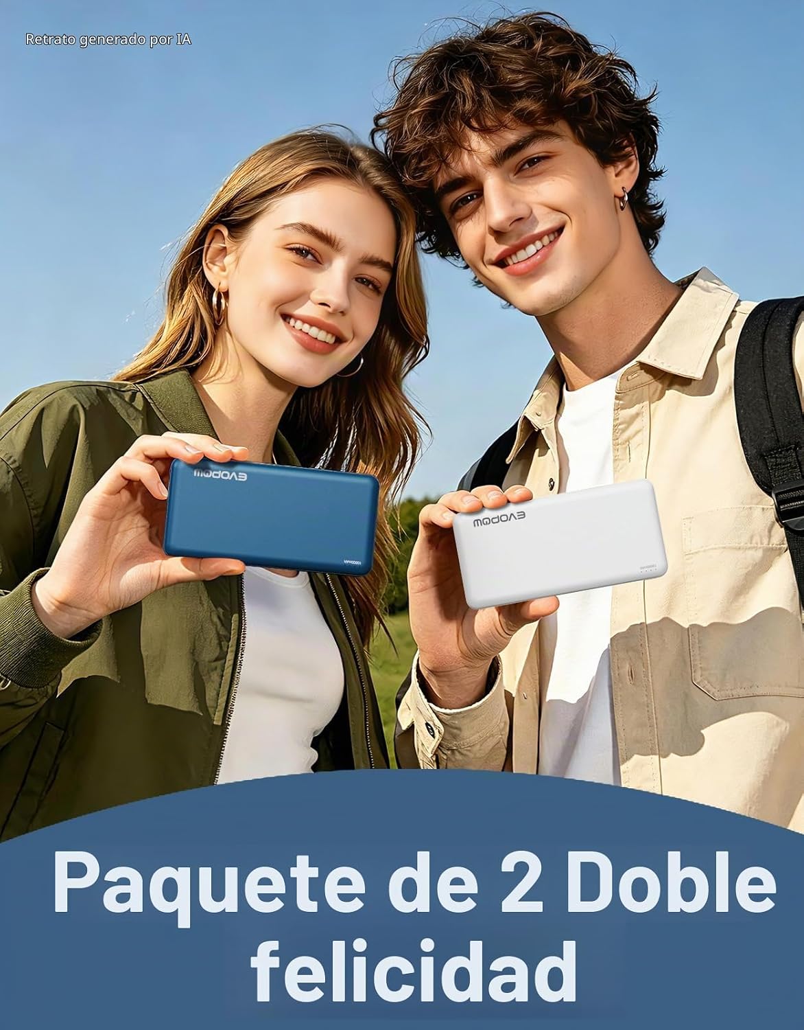 Paquete de 2 cargadores portátiles, banco de energía de 10000 mAh,...