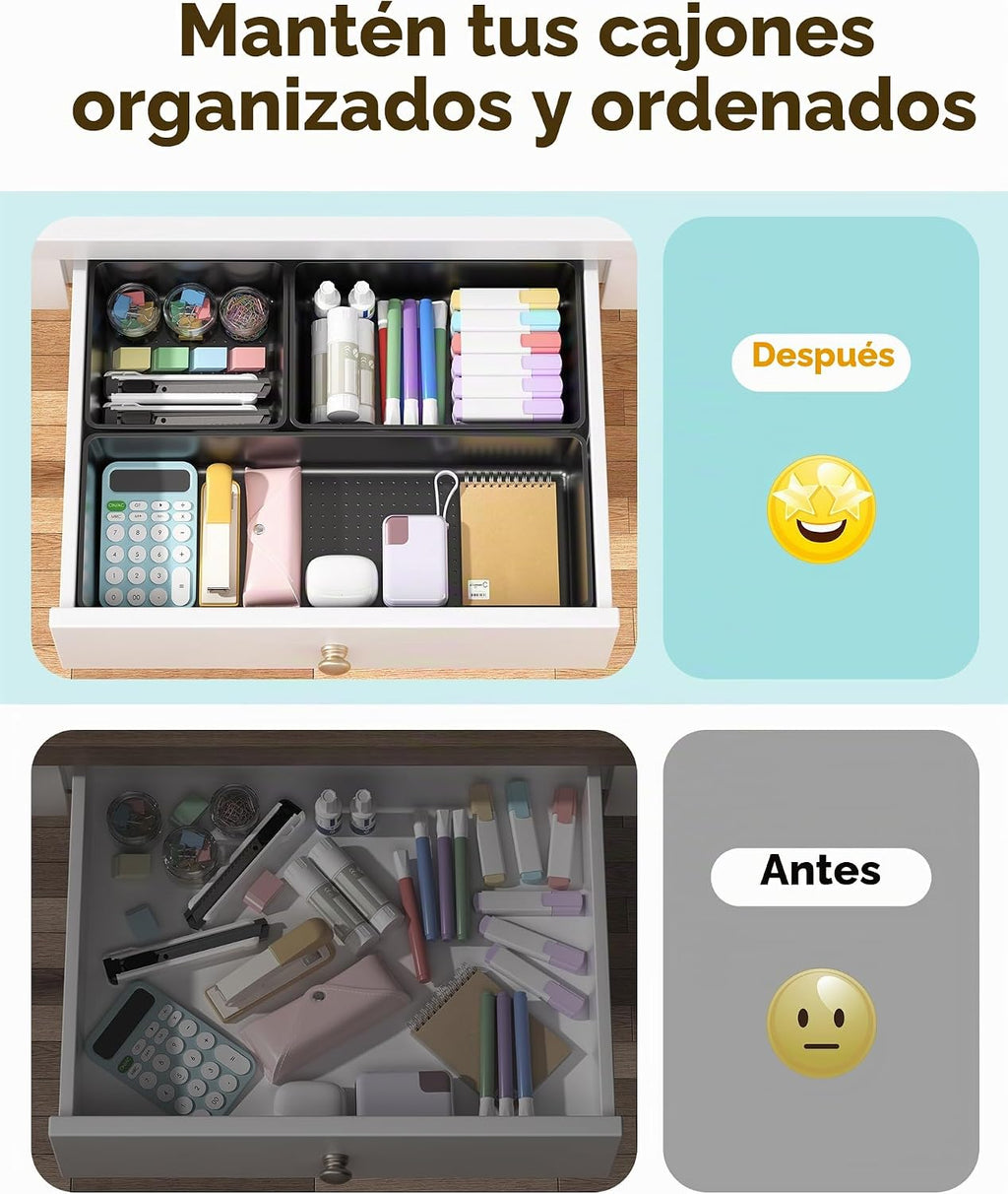 MLIKLU Juego de 10 organizadores de cajones de plástico de gran tam...