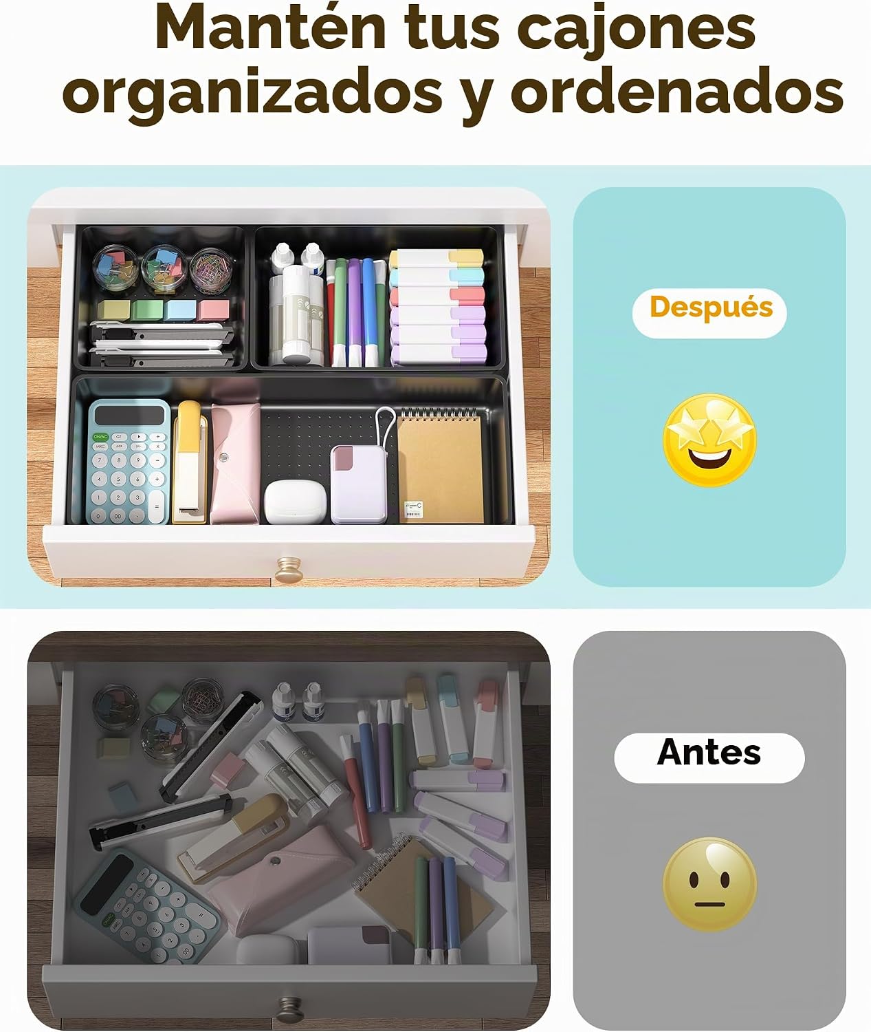 MLIKLU Juego de 10 organizadores de cajones de plástico de gran tam...